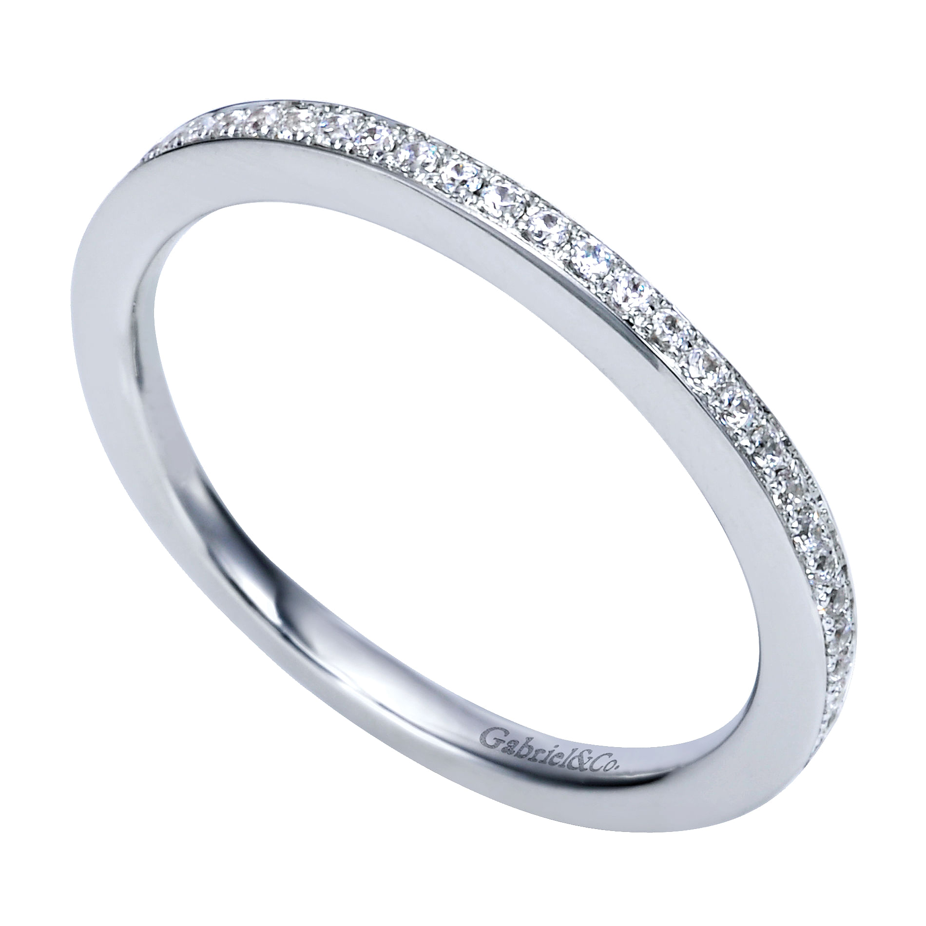 14k White Gold Contemporary Curved Wedding Band angle 3 14k White Gold Contemporary Curved Wedding Band angle 3