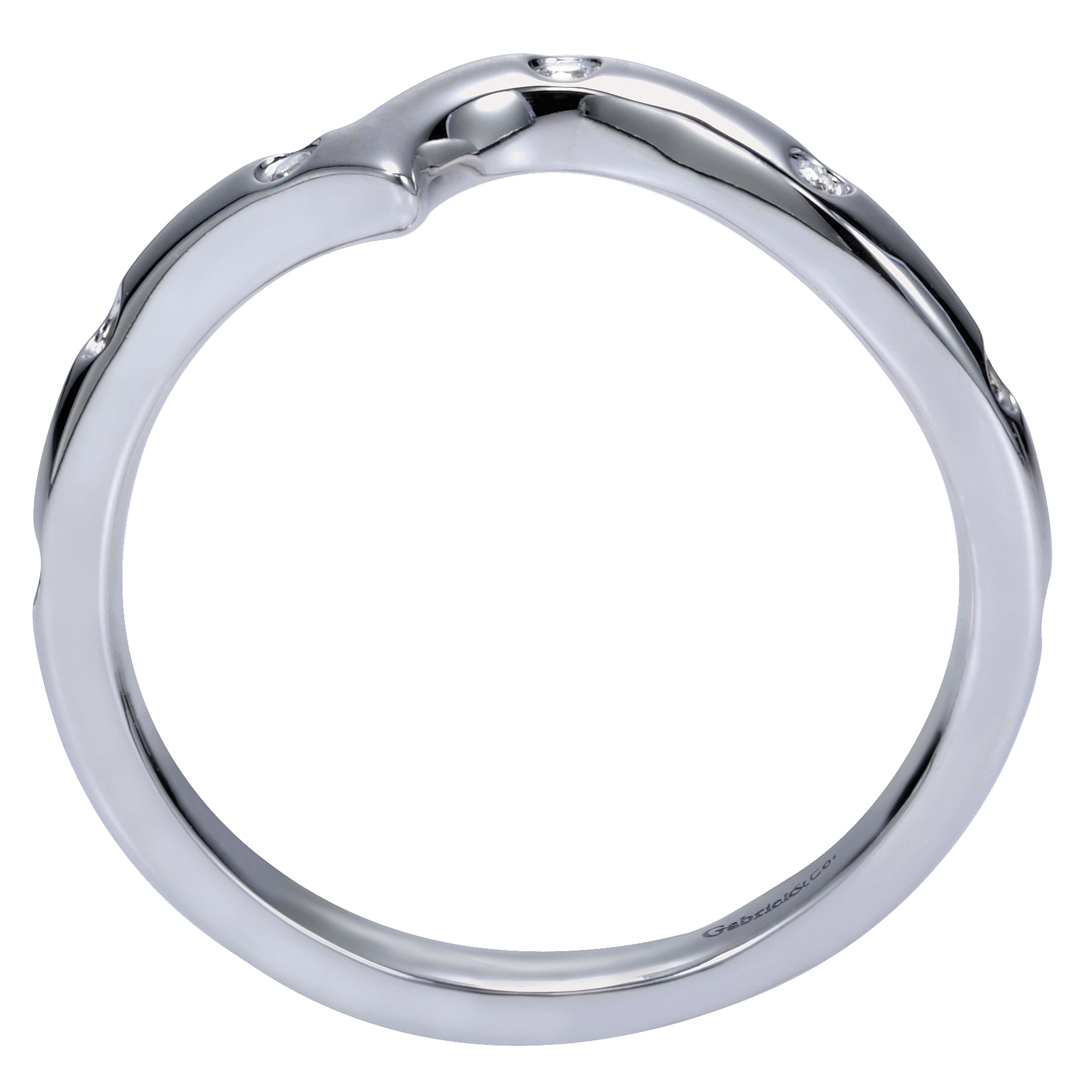 14k White Gold Contemporary Curved Wedding Band angle 2 14k White Gold Contemporary Curved Wedding Band angle 2