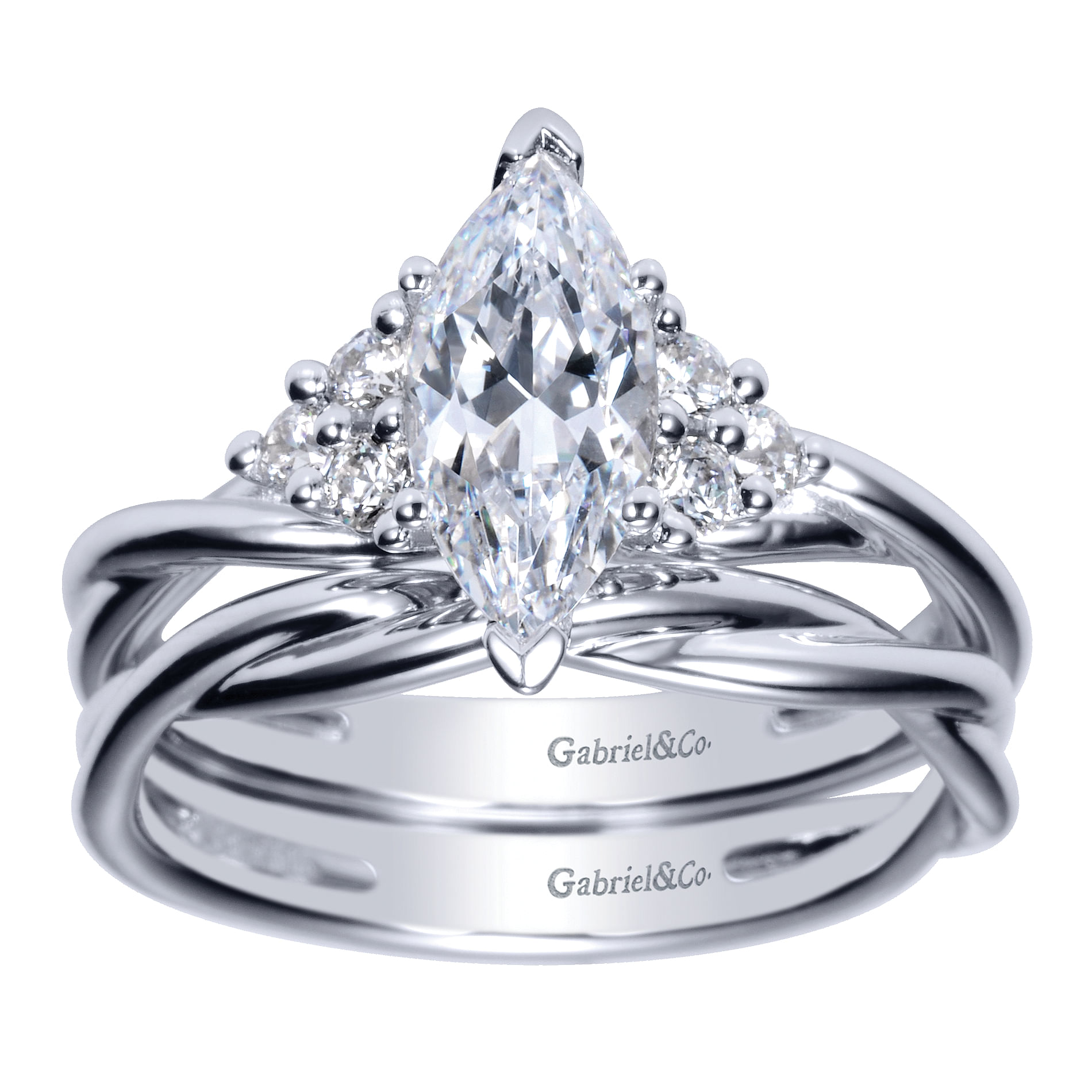 14k White Gold Contemporary Curved Wedding Band angle 4 14k White Gold Contemporary Curved Wedding Band angle 4