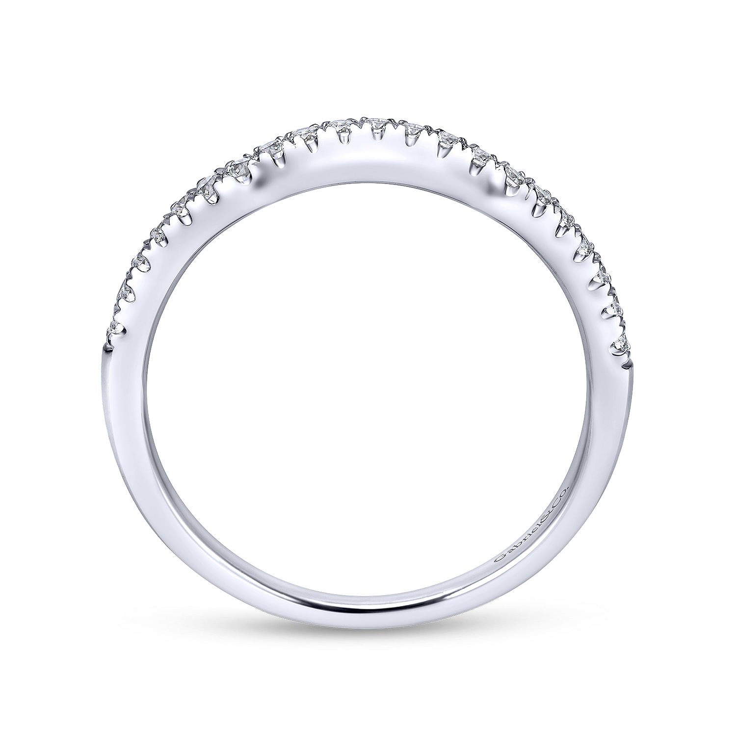 14k White Gold Contemporary Curved Wedding Band angle 2 14k White Gold Contemporary Curved Wedding Band angle 2
