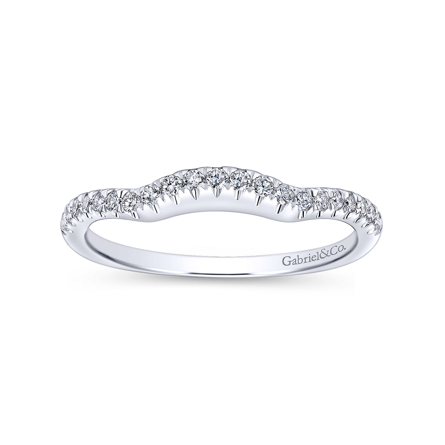 14k White Gold Contemporary Curved Wedding Band angle 5 14k White Gold Contemporary Curved Wedding Band angle 5