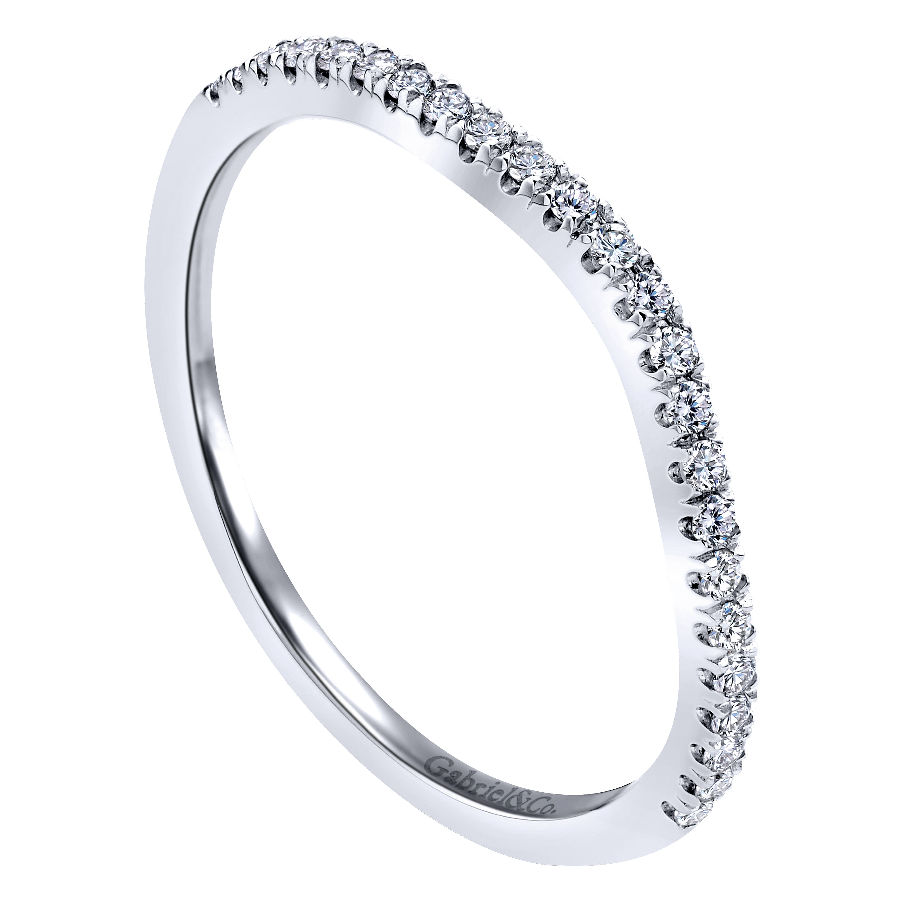 14k White Gold Contemporary Curved Wedding Band angle 3 14k White Gold Contemporary Curved Wedding Band angle 3