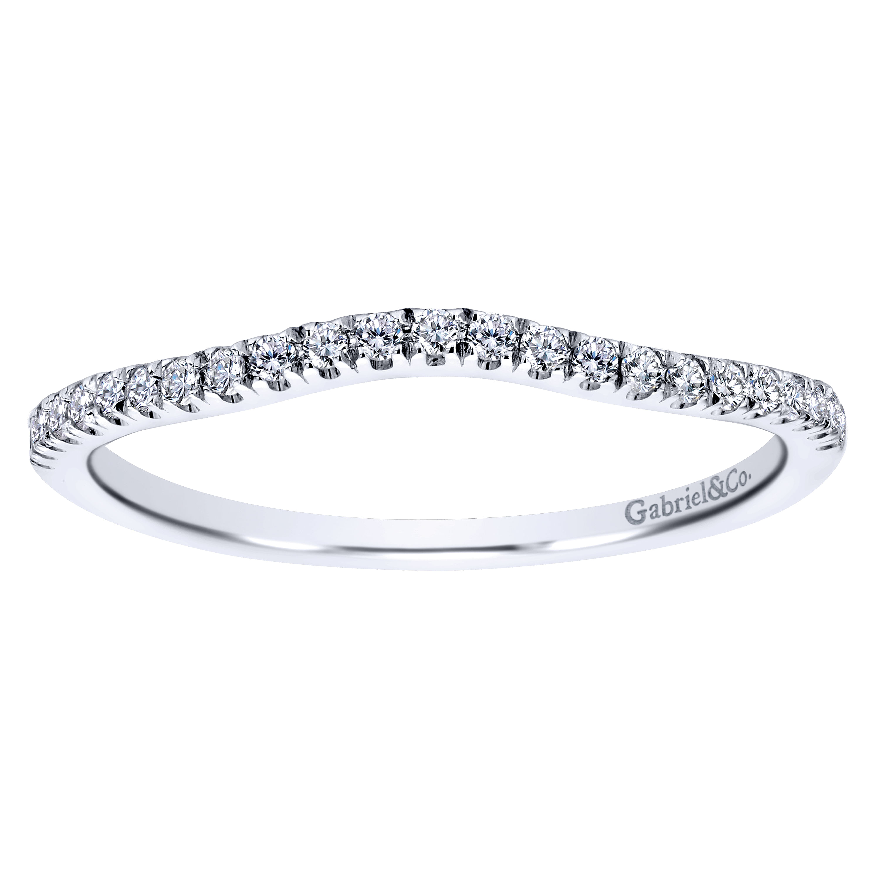 14k White Gold Contemporary Curved Wedding Band angle 5 14k White Gold Contemporary Curved Wedding Band angle 5