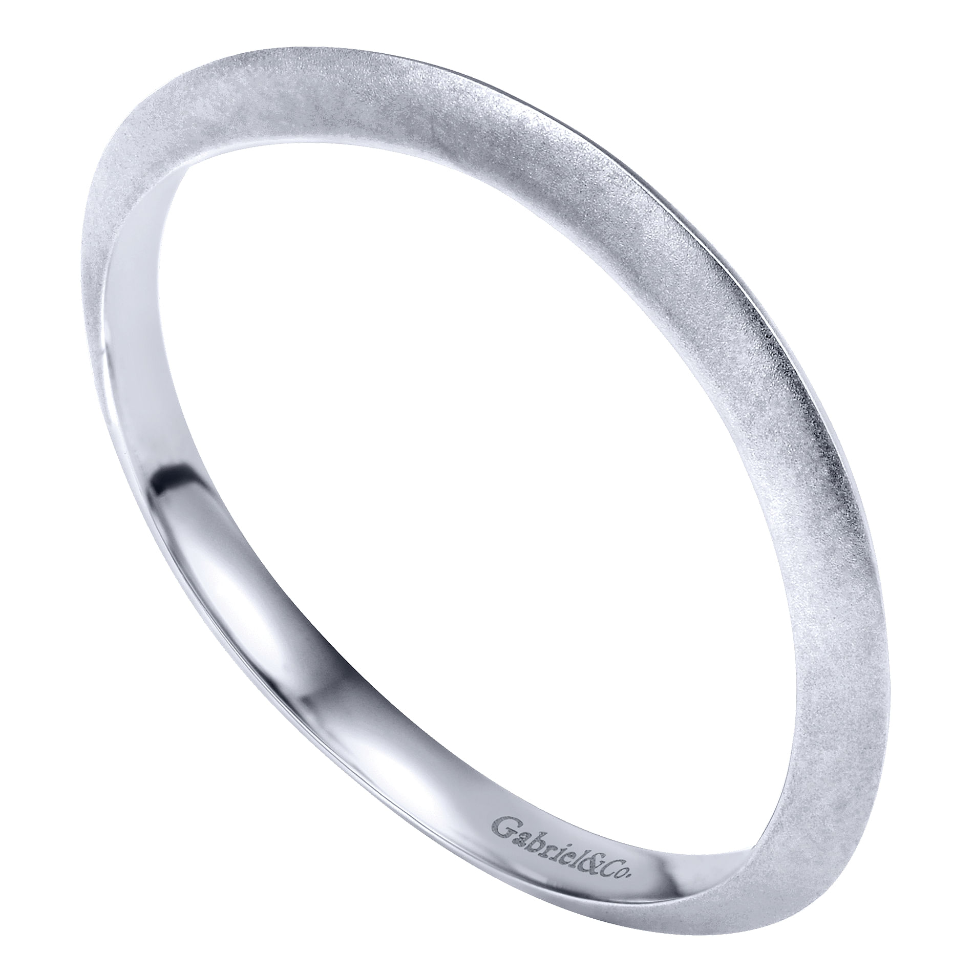 14k White Gold Contemporary Curved Wedding Band angle 3 14k White Gold Contemporary Curved Wedding Band angle 3