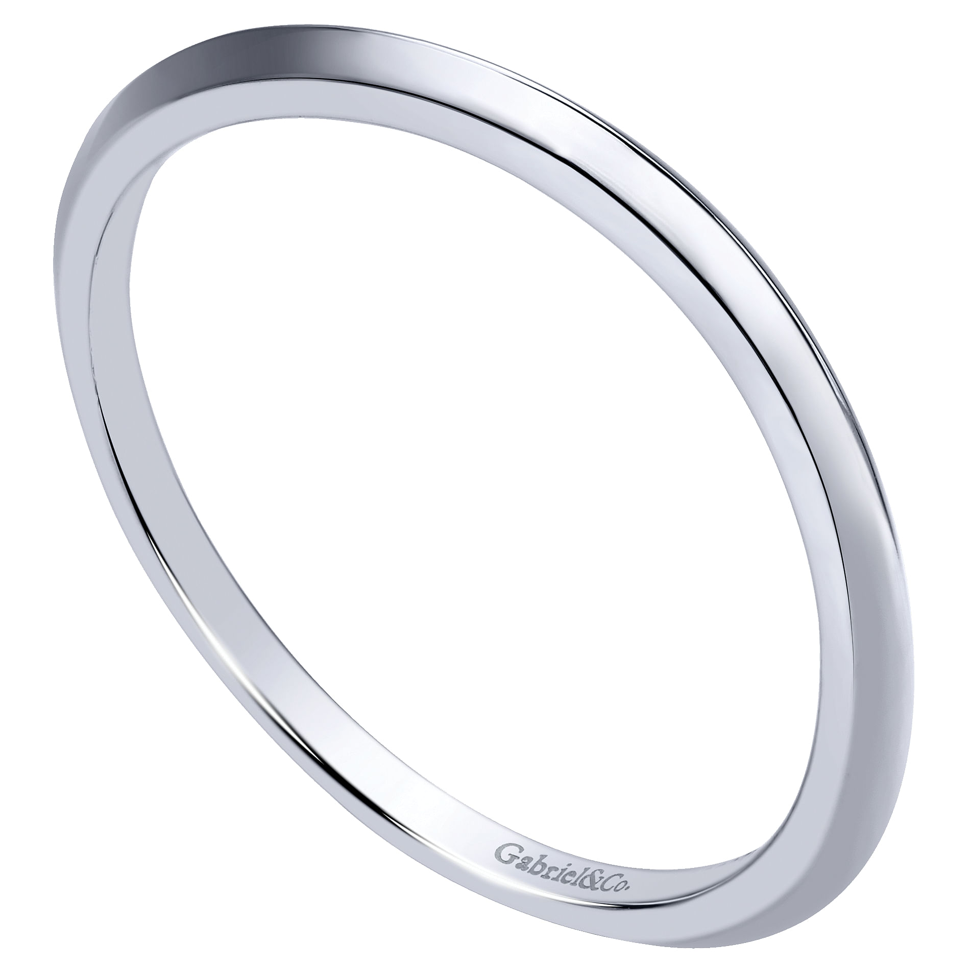 14k White Gold Contemporary Curved Wedding Band angle 3 14k White Gold Contemporary Curved Wedding Band angle 3