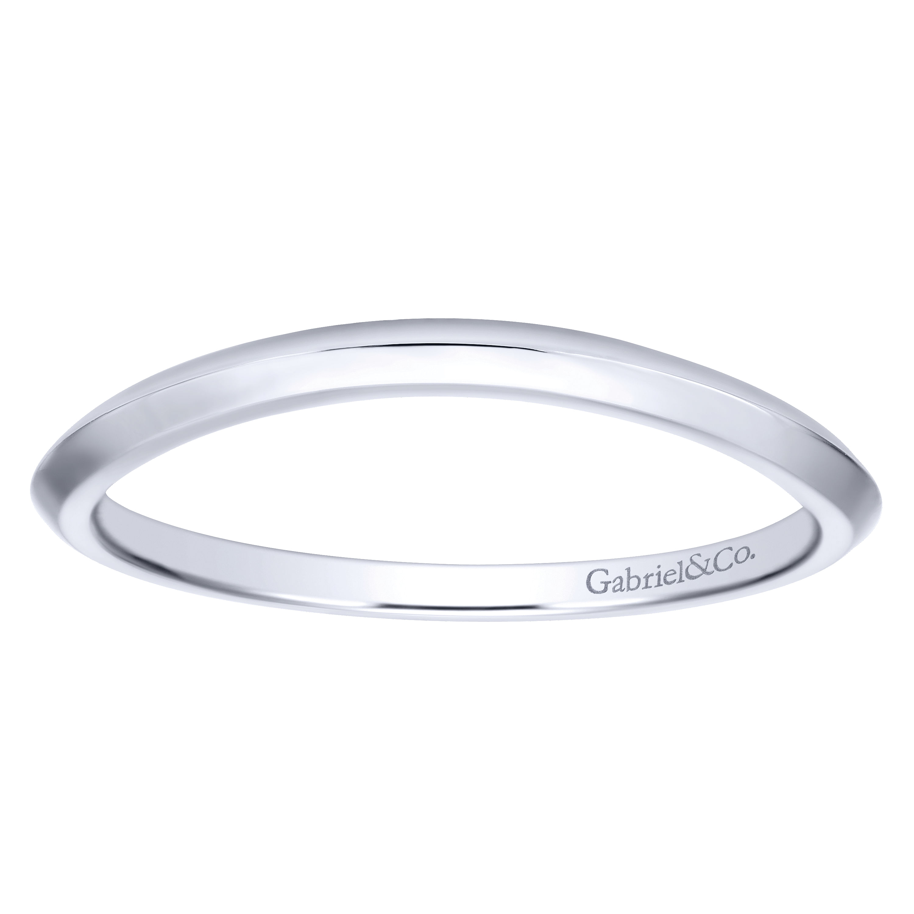 14k White Gold Contemporary Curved Wedding Band angle 5 14k White Gold Contemporary Curved Wedding Band angle 5