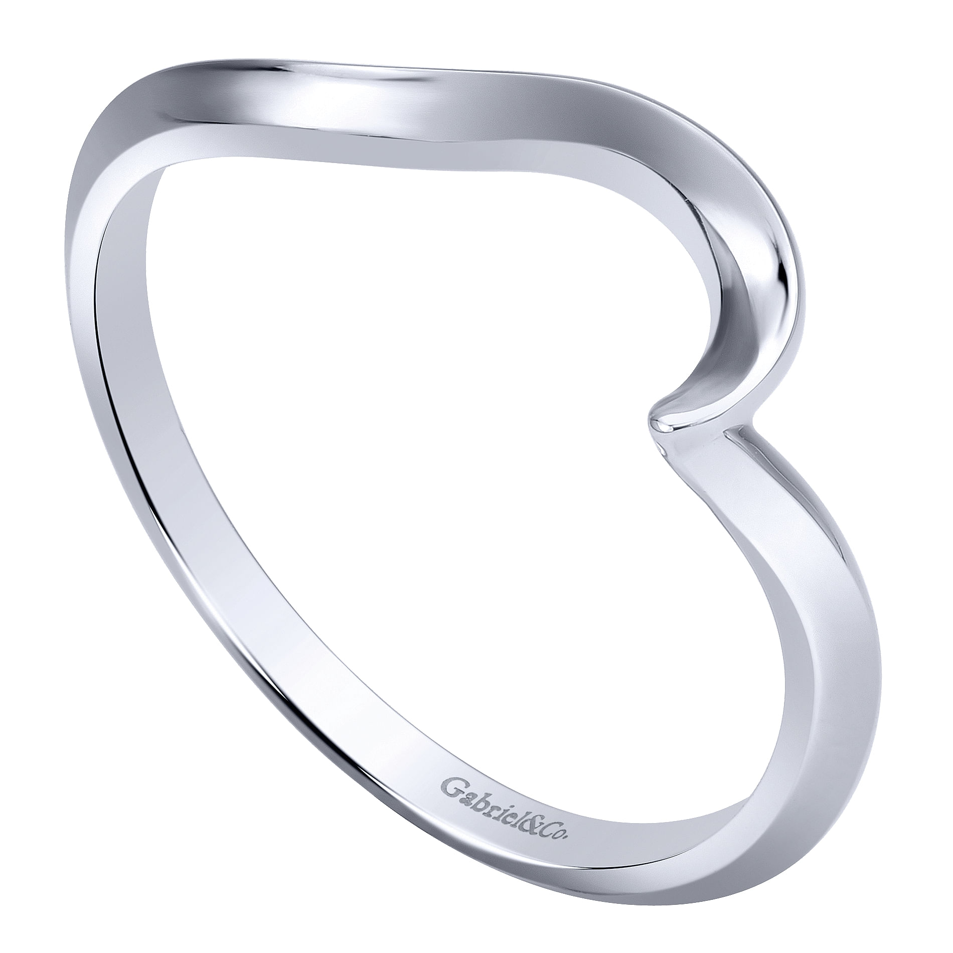 14k White Gold Contemporary Curved Wedding Band angle 3 14k White Gold Contemporary Curved Wedding Band angle 3
