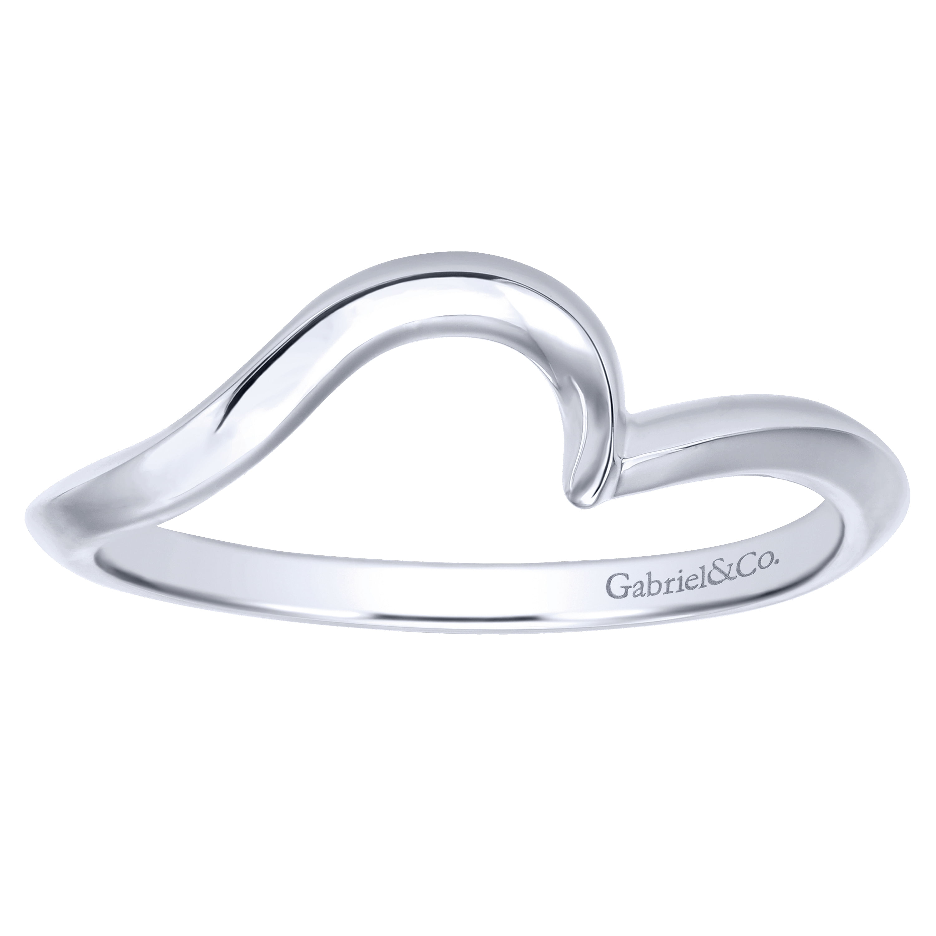 14k White Gold Contemporary Curved Wedding Band angle 5 14k White Gold Contemporary Curved Wedding Band angle 5
