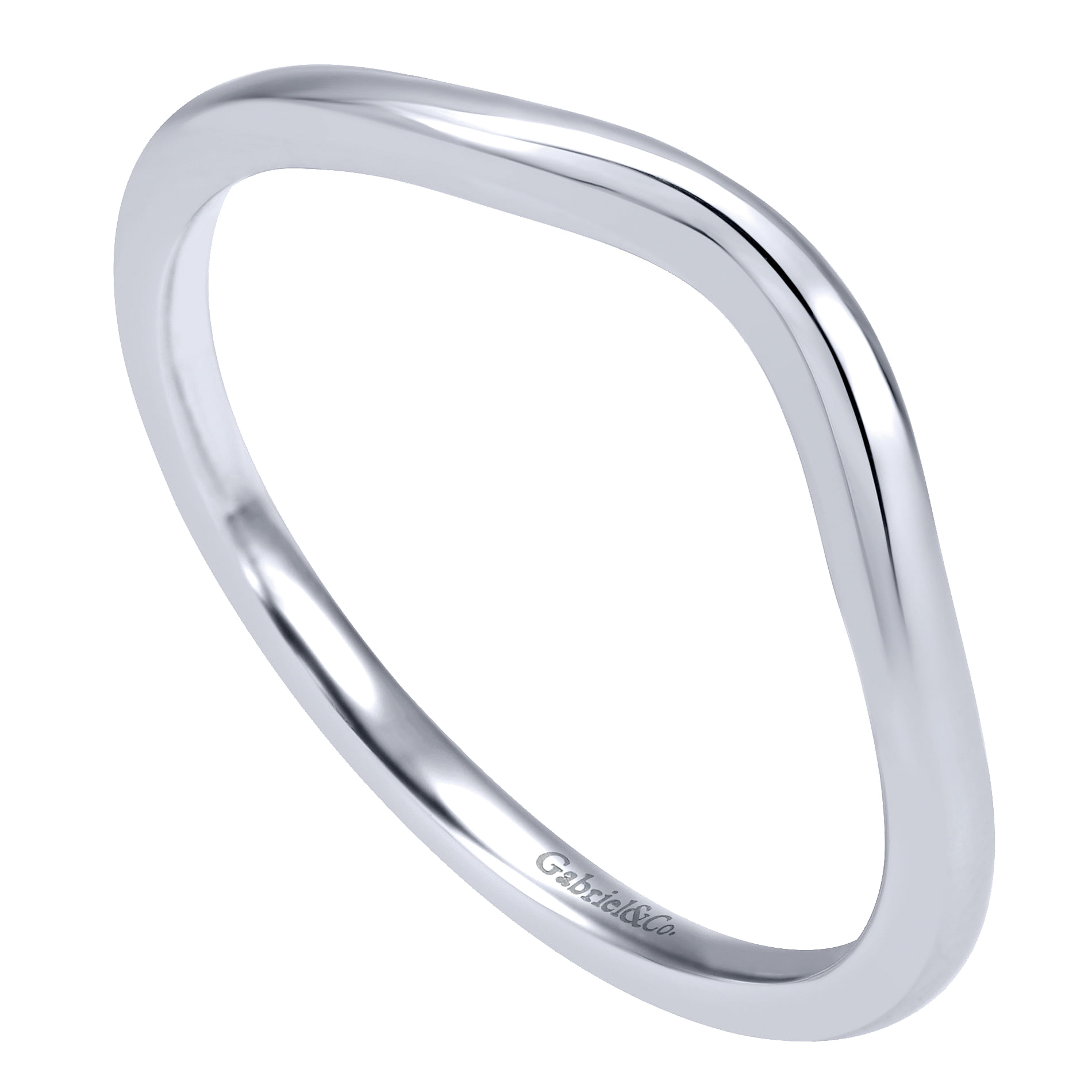 14k White Gold Contemporary Curved Wedding Band angle 3 14k White Gold Contemporary Curved Wedding Band angle 3