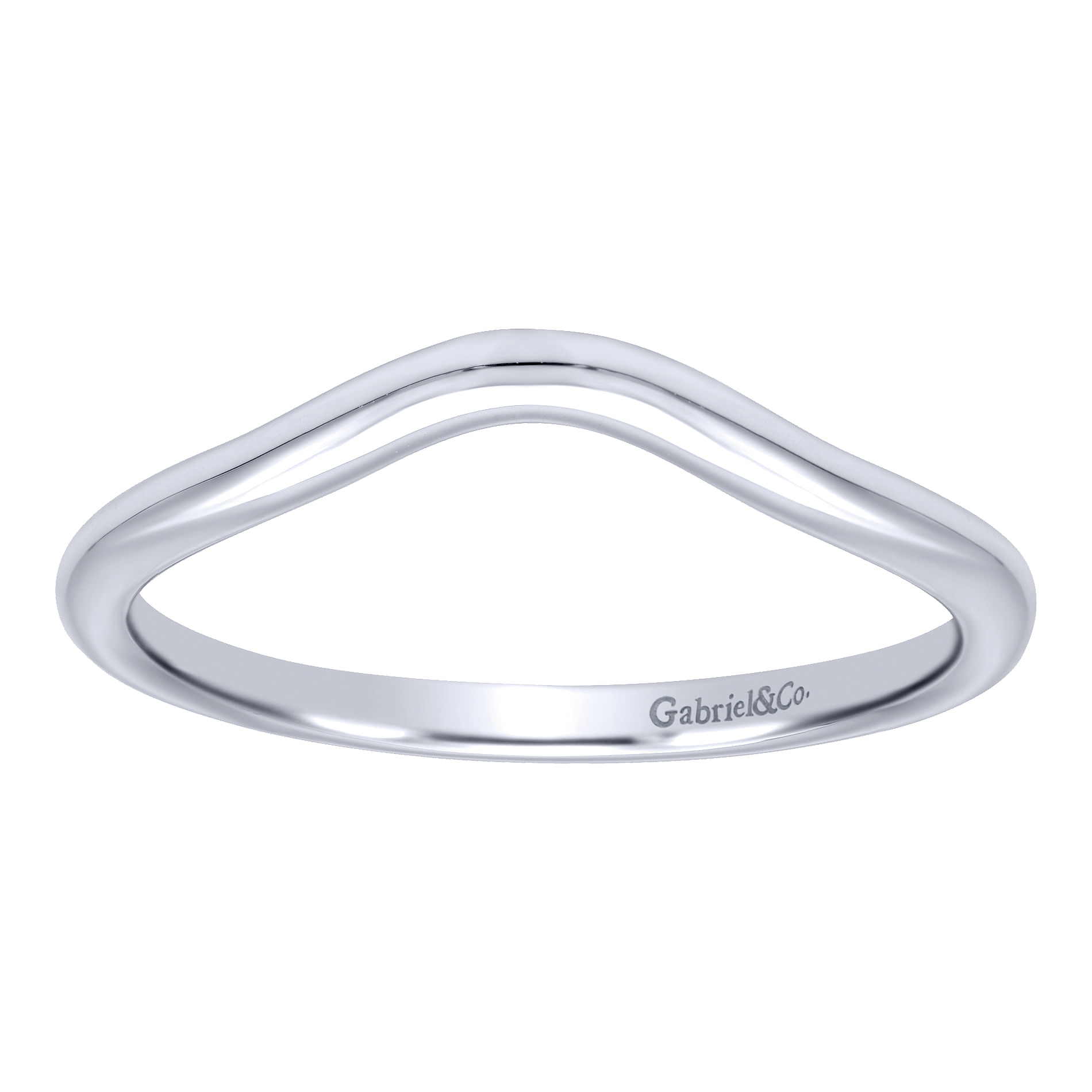 14k White Gold Contemporary Curved Wedding Band angle 5 14k White Gold Contemporary Curved Wedding Band angle 5