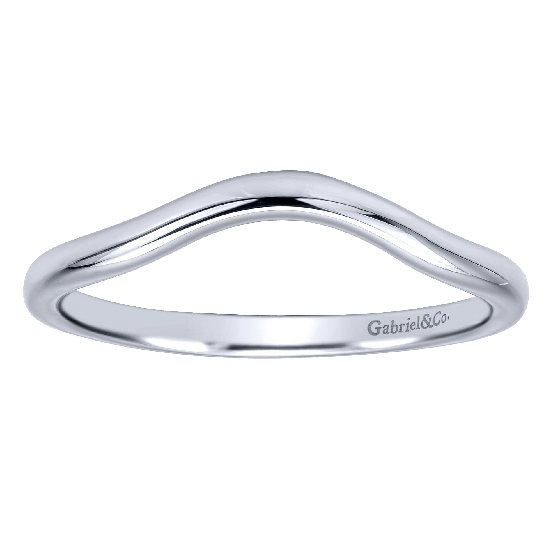 14k White Gold Contemporary Curved Wedding Band angle 5 14k White Gold Contemporary Curved Wedding Band angle 5