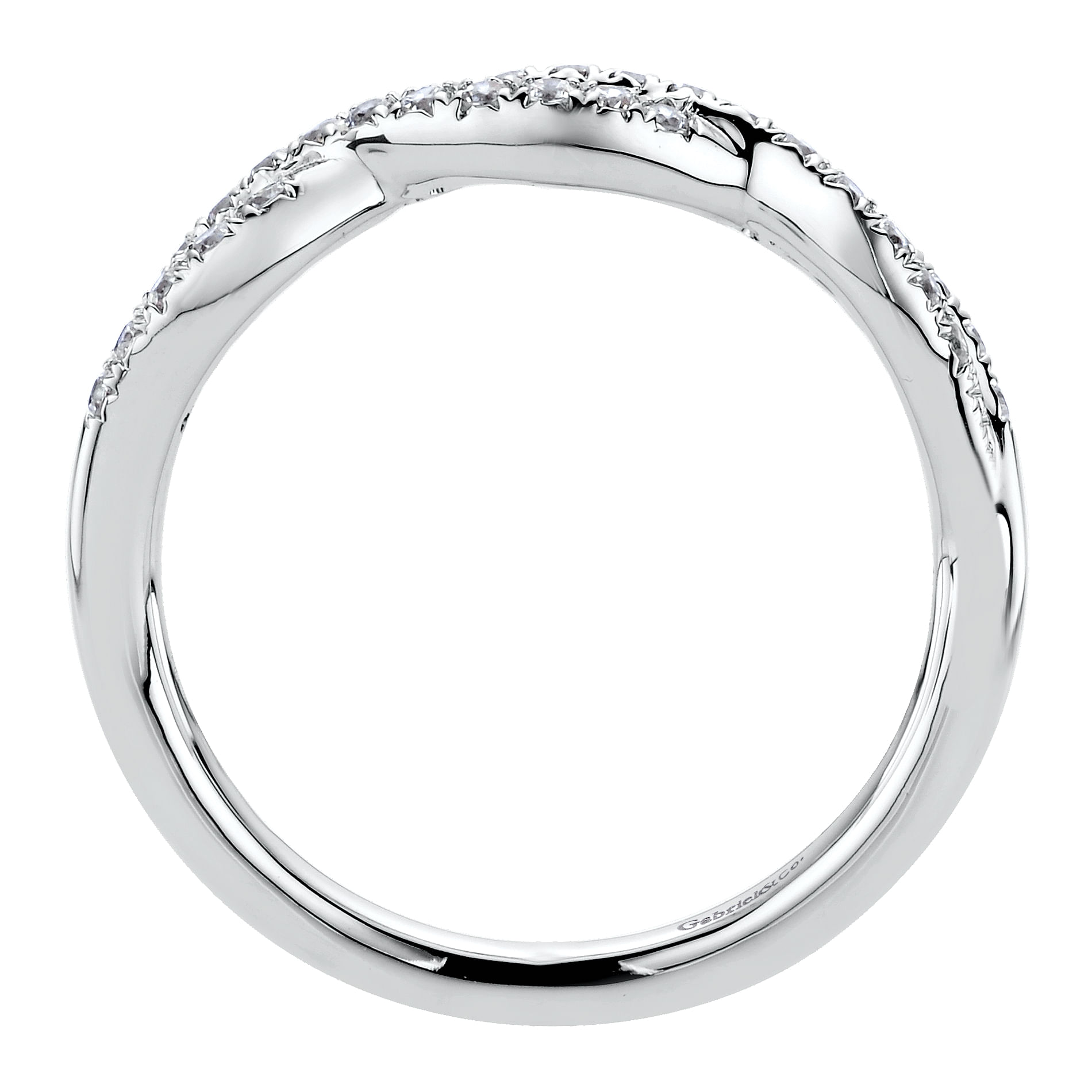 14k White Gold Contemporary Curved Wedding Band angle 2 14k White Gold Contemporary Curved Wedding Band angle 2