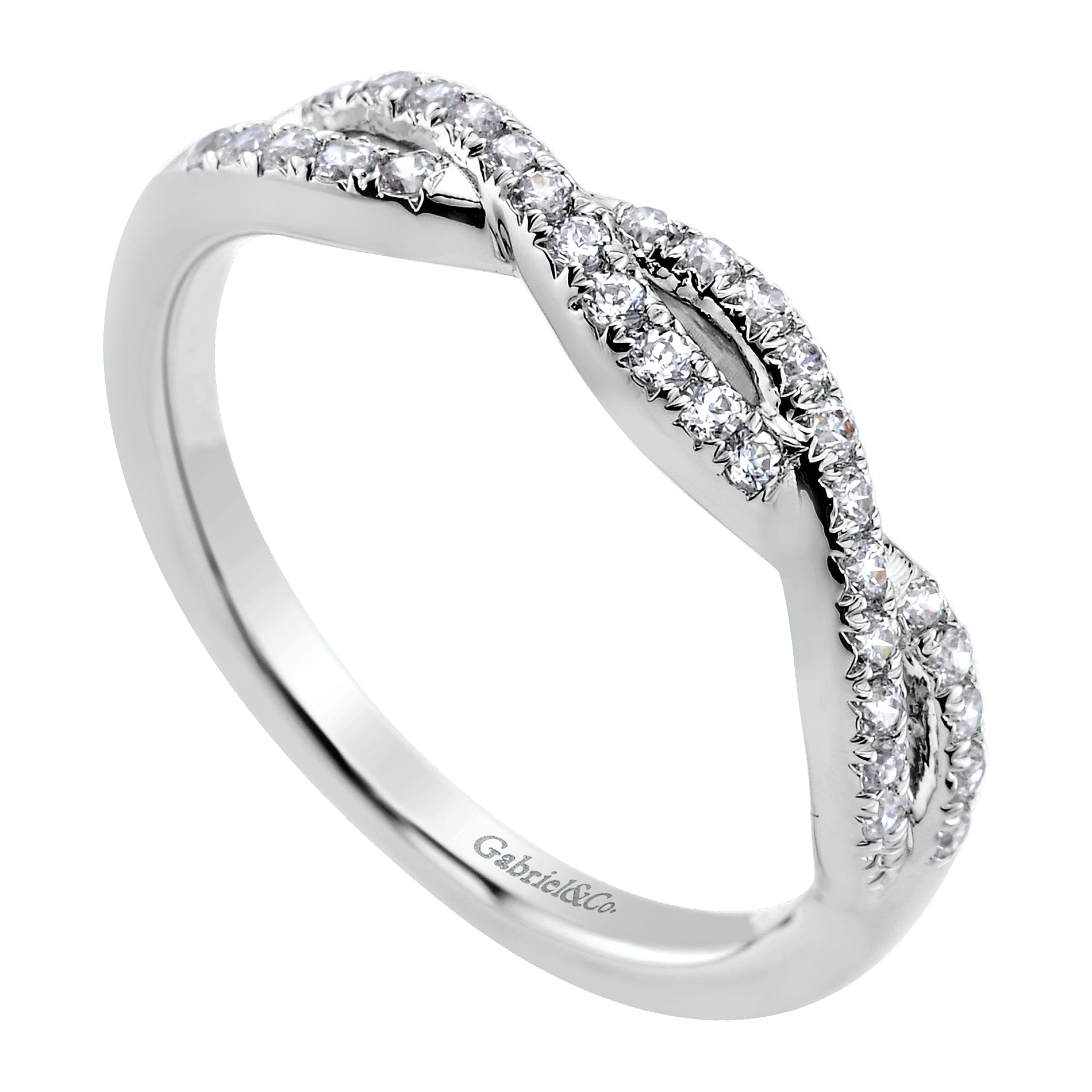 14k White Gold Contemporary Curved Wedding Band angle 3 14k White Gold Contemporary Curved Wedding Band angle 3