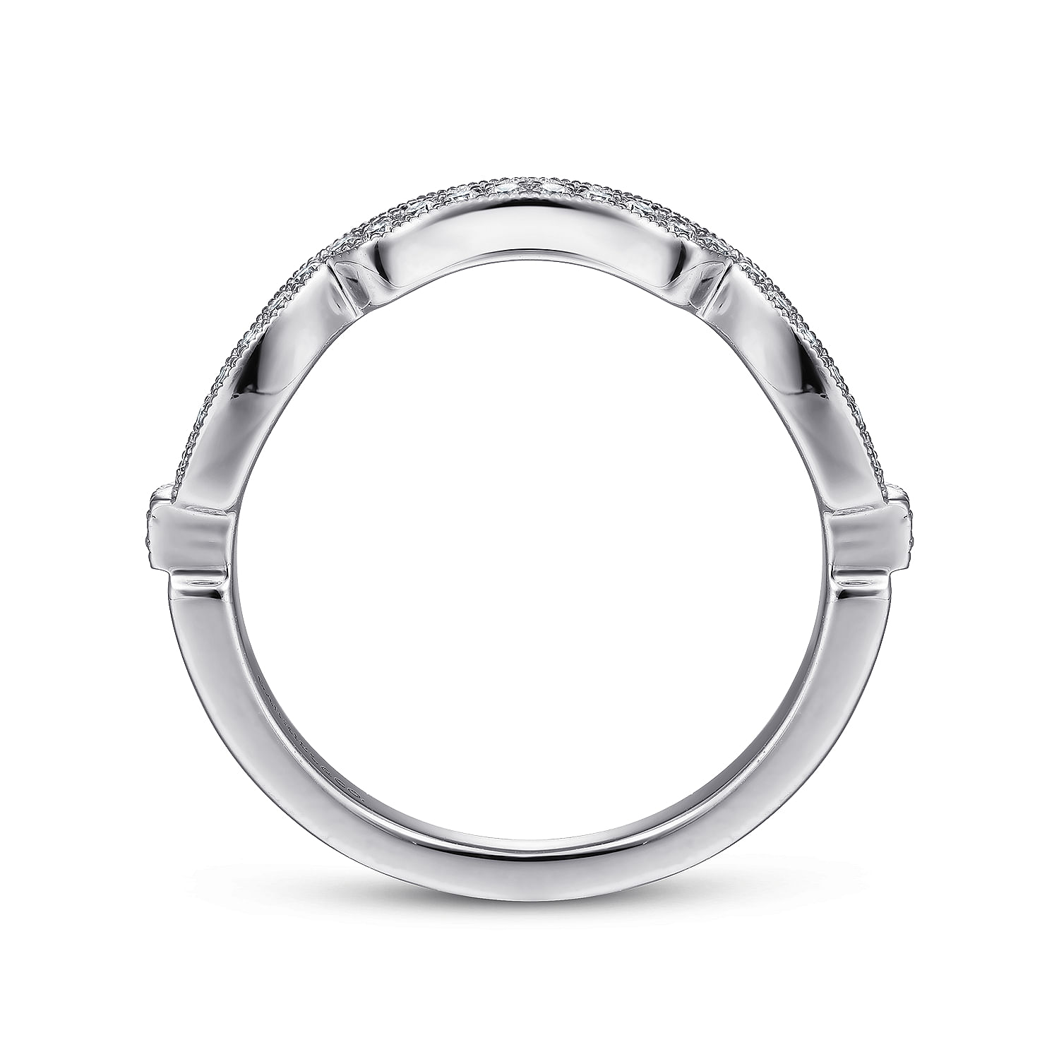 14k White Gold Contemporary Curved Wedding Band angle 2 14k White Gold Contemporary Curved Wedding Band angle 2