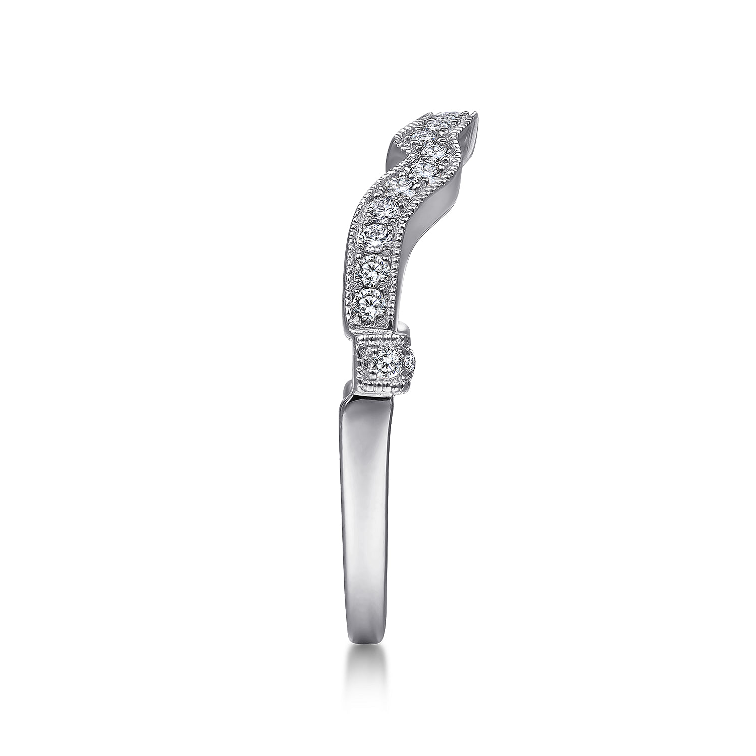 14k White Gold Contemporary Curved Wedding Band angle 5 14k White Gold Contemporary Curved Wedding Band angle 5