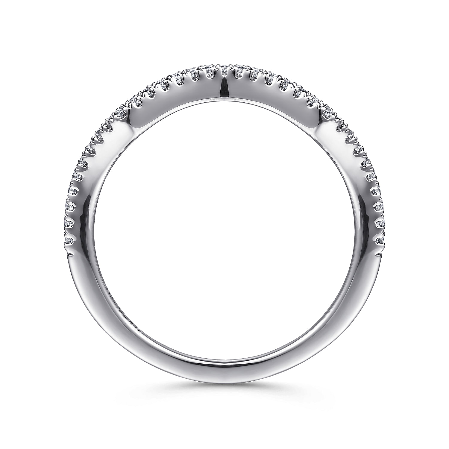 14k White Gold Contemporary Curved Wedding Band angle 2 14k White Gold Contemporary Curved Wedding Band angle 2