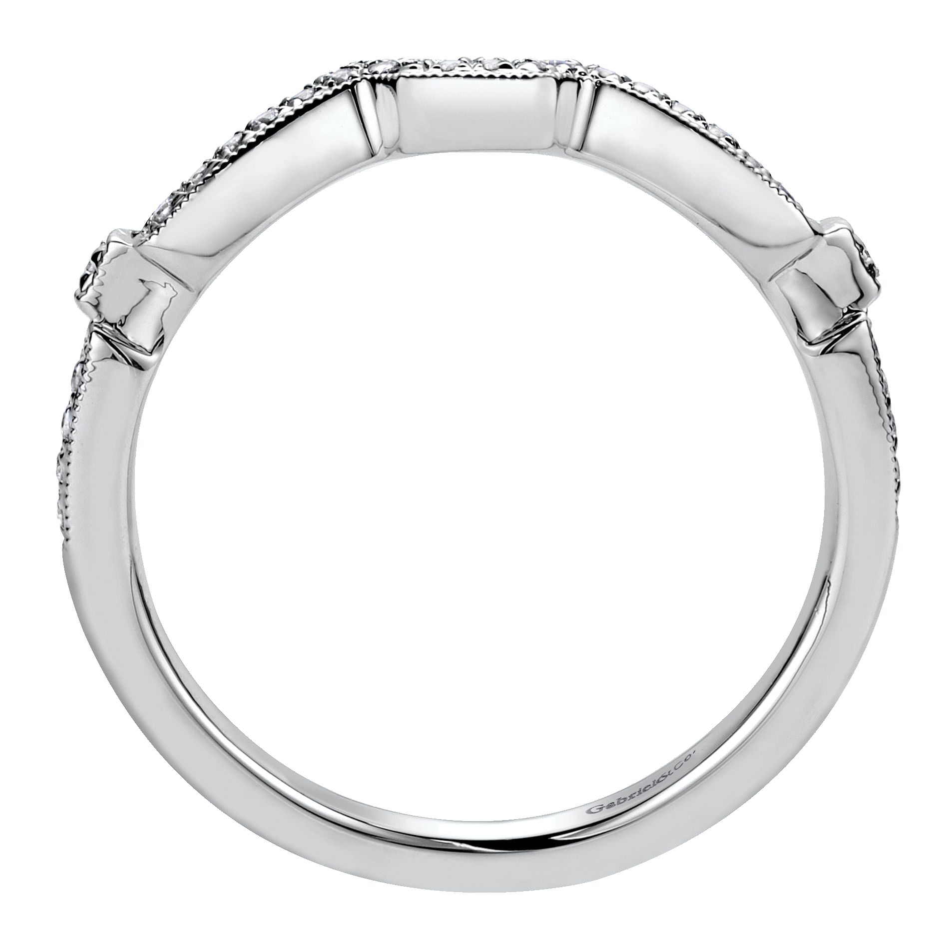 14k White Gold Contemporary Curved Wedding Band angle 2 14k White Gold Contemporary Curved Wedding Band angle 2