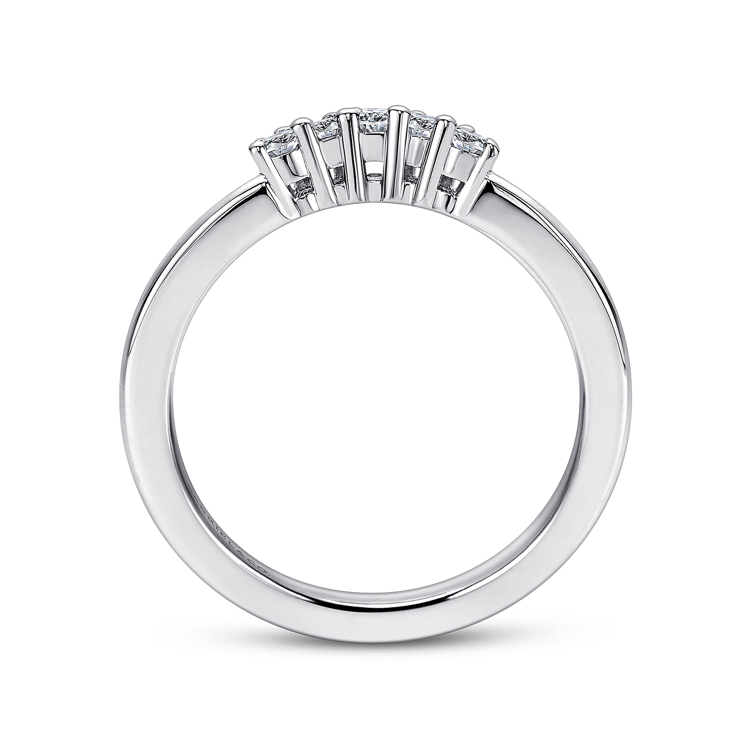 14k White Gold Contemporary Curved Wedding Band angle 2 14k White Gold Contemporary Curved Wedding Band angle 2