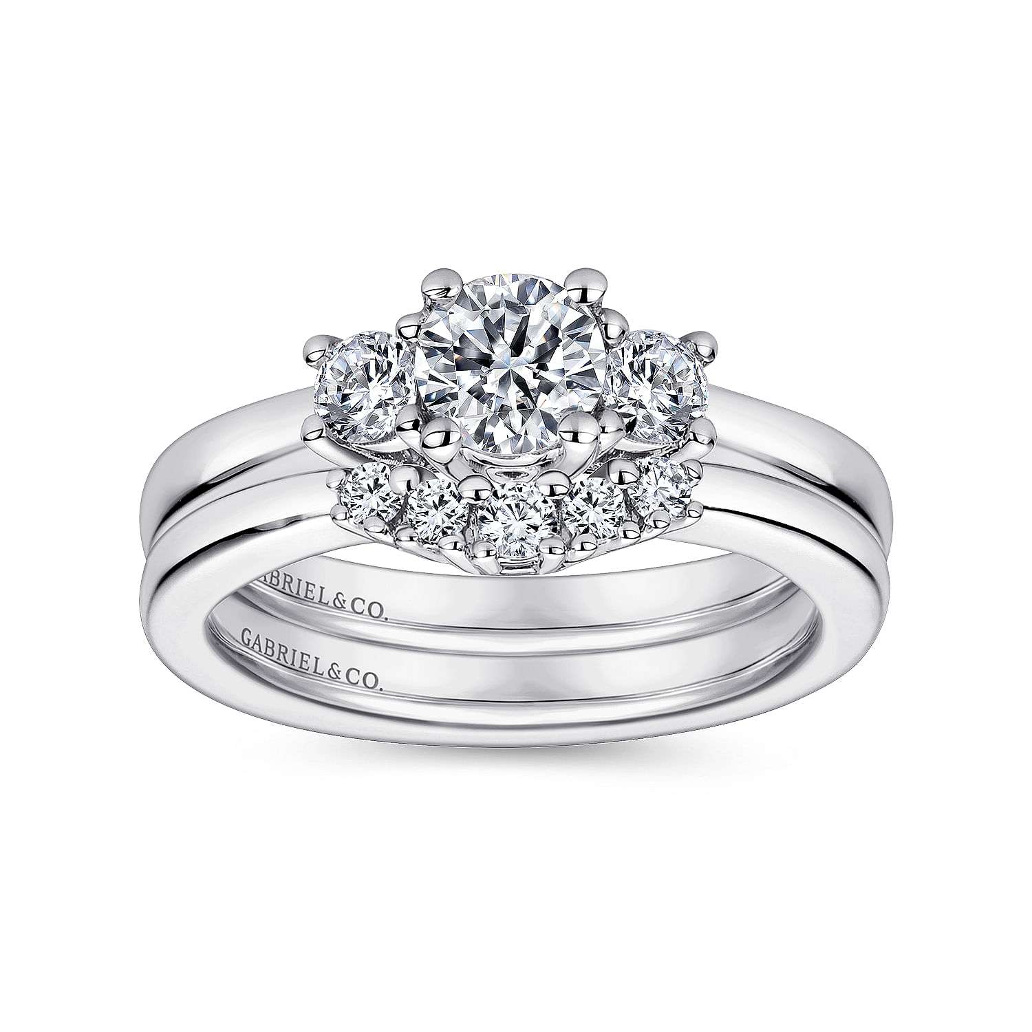 14k White Gold Contemporary Curved Wedding Band angle 4 14k White Gold Contemporary Curved Wedding Band angle 4
