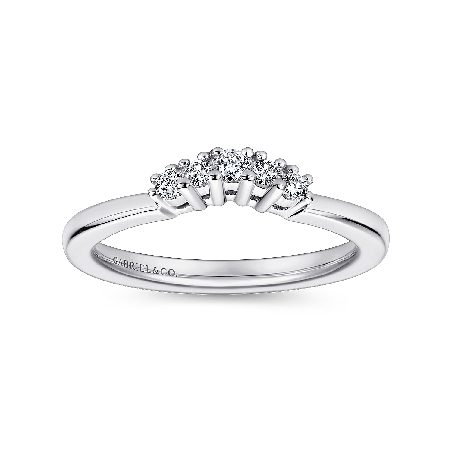 14k White Gold Contemporary Curved Wedding Band angle 5 14k White Gold Contemporary Curved Wedding Band angle 5
