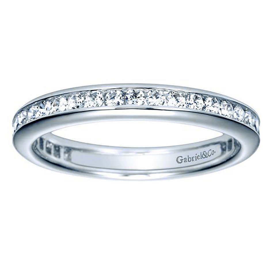 14k White Gold Contemporary Eternity Anniversary Band angle 5 14k White Gold Contemporary Eternity Anniversary Band angle 5