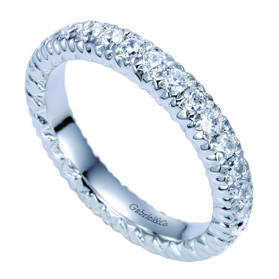 14k White Gold Contemporary Eternity Anniversary Band angle 3 14k White Gold Contemporary Eternity Anniversary Band angle 3