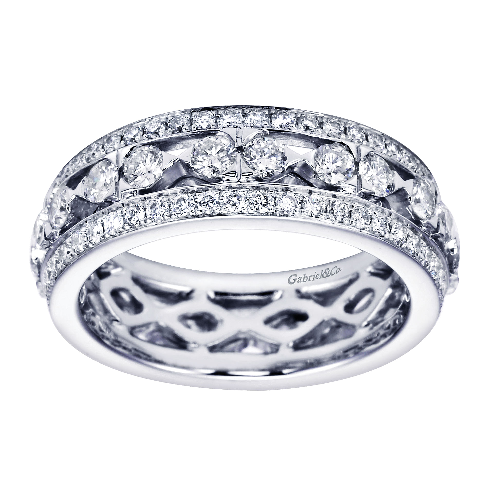 14k White Gold Contemporary Eternity Anniversary Band angle 5 14k White Gold Contemporary Eternity Anniversary Band angle 5