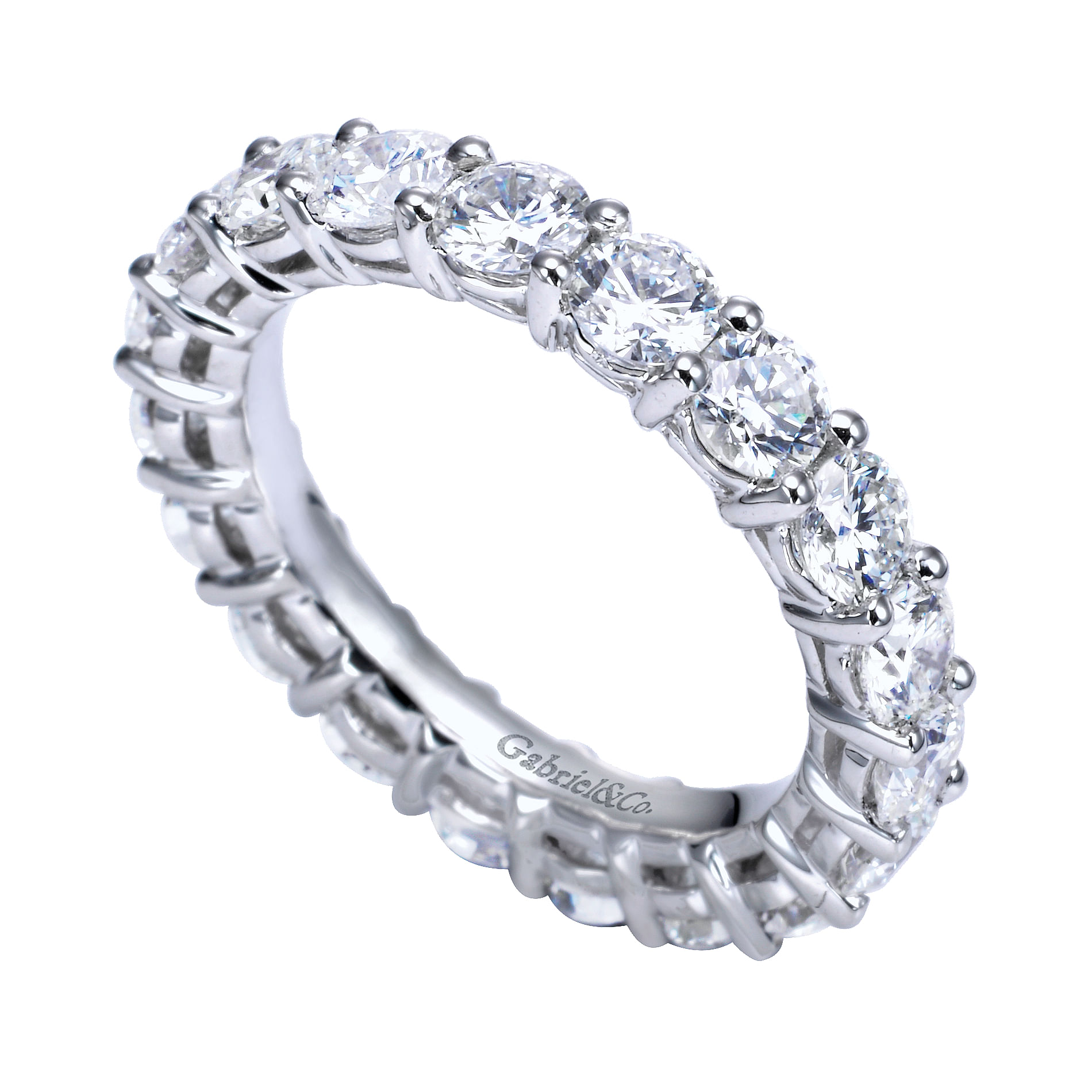 14k White Gold Contemporary Eternity Anniversary Band angle 3 14k White Gold Contemporary Eternity Anniversary Band angle 3