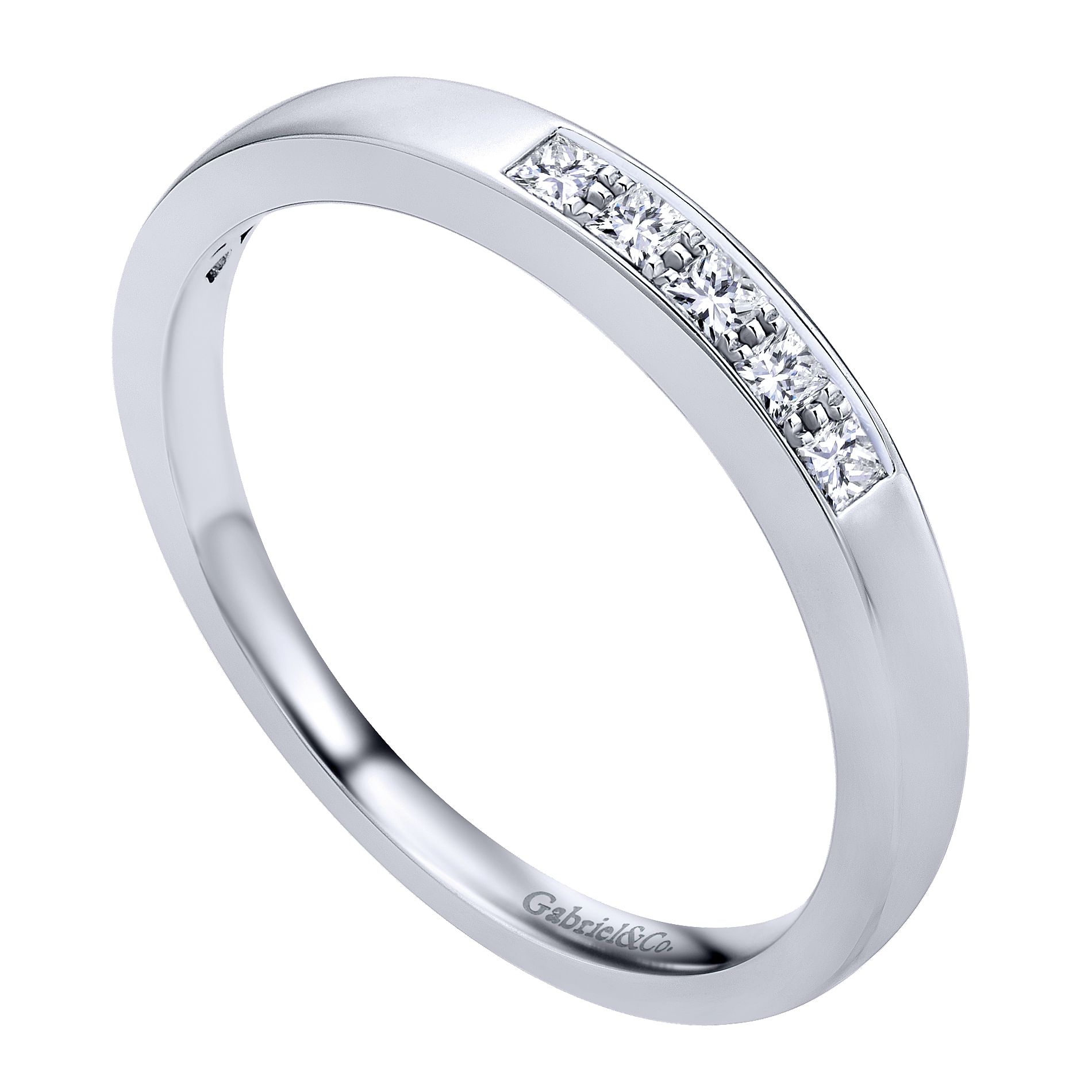 14k White Gold Contemporary Straight Anniversary Band angle 3 14k White Gold Contemporary Straight Anniversary Band angle 3