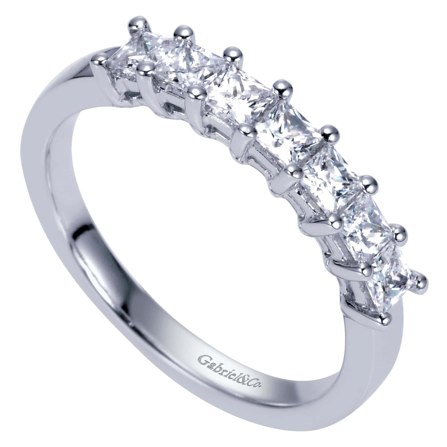 14k White Gold Contemporary Straight Anniversary Band angle 3 14k White Gold Contemporary Straight Anniversary Band angle 3