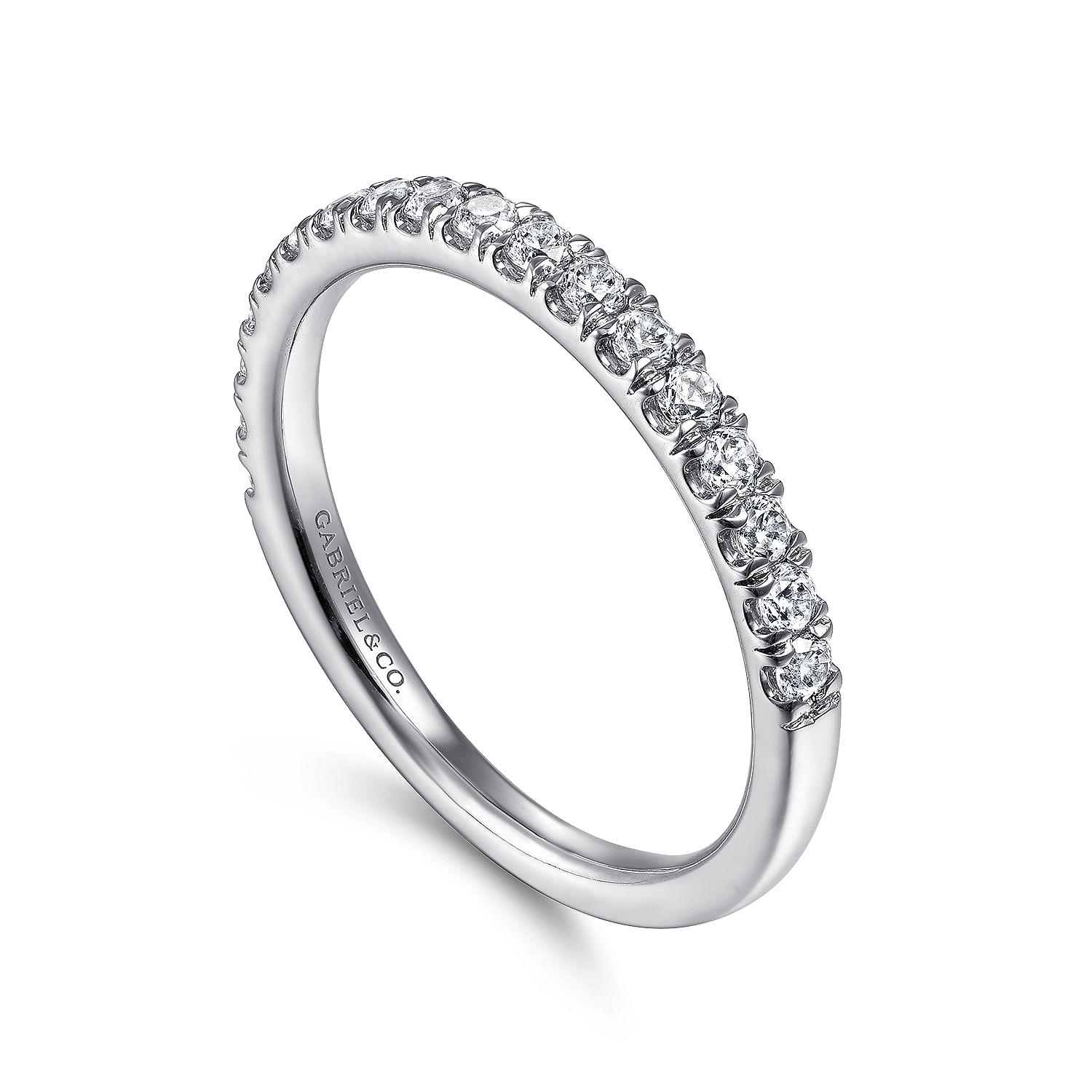 14k White Gold Contemporary Straight Wedding Band angle 3 14k White Gold Contemporary Straight Wedding Band angle 3