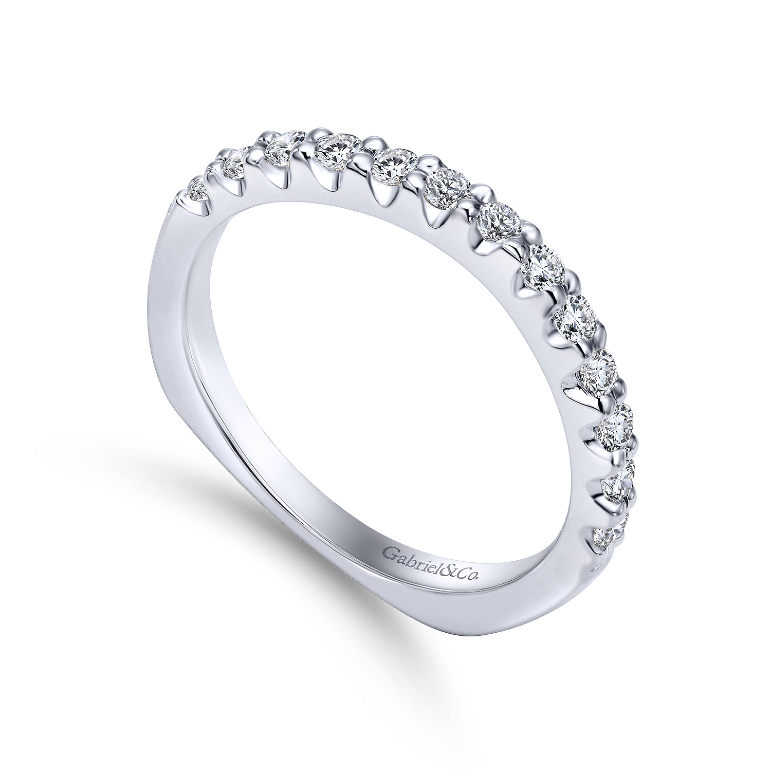 14k White Gold Contemporary Straight Wedding Band angle 3 14k White Gold Contemporary Straight Wedding Band angle 3