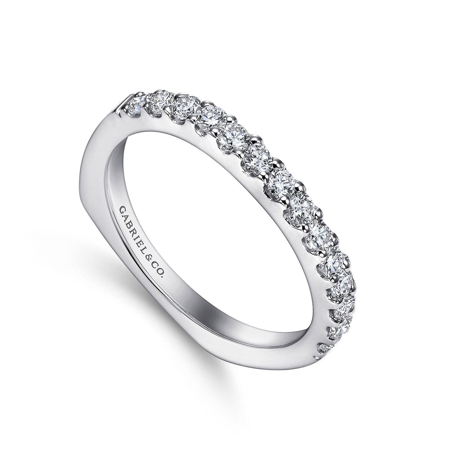 14k White Gold Contemporary Straight Wedding Band angle 3 14k White Gold Contemporary Straight Wedding Band angle 3