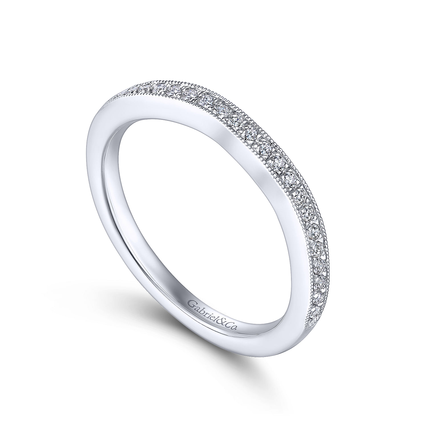 14k White Gold Contemporary Straight Wedding Band angle 3 14k White Gold Contemporary Straight Wedding Band angle 3