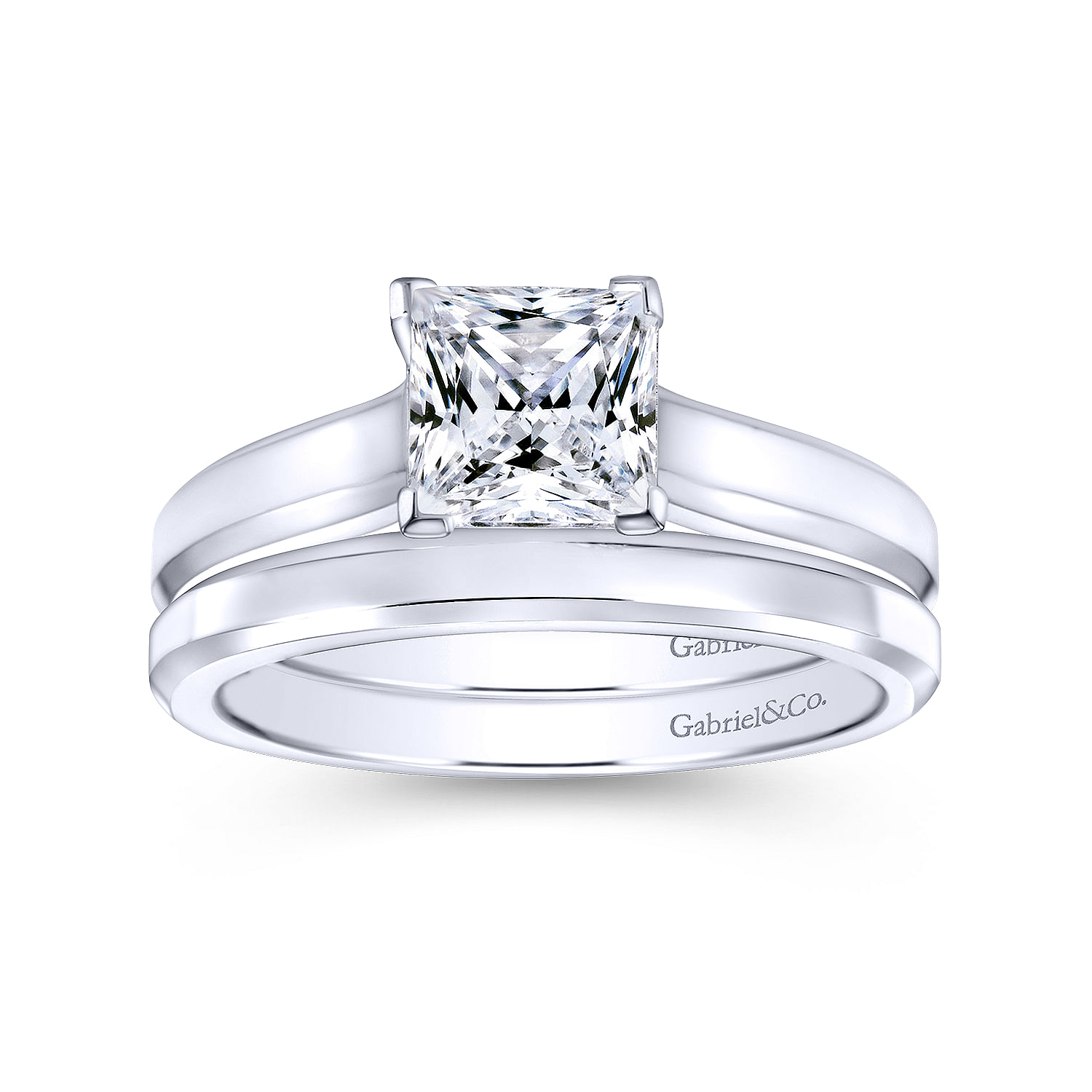 14k White Gold Contemporary Straight Wedding Band angle 4 14k White Gold Contemporary Straight Wedding Band angle 4