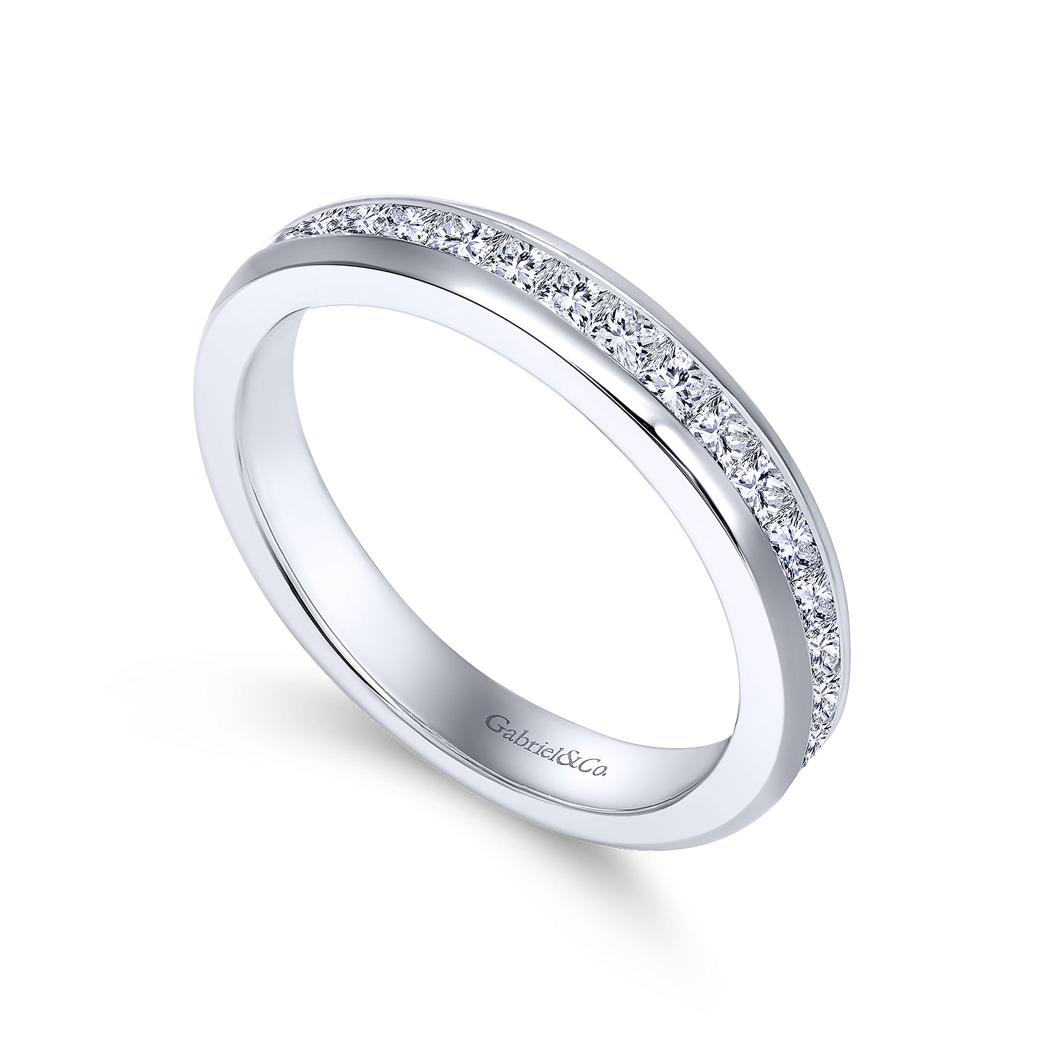 14k White Gold Contemporary Straight Wedding Band angle 3 14k White Gold Contemporary Straight Wedding Band angle 3