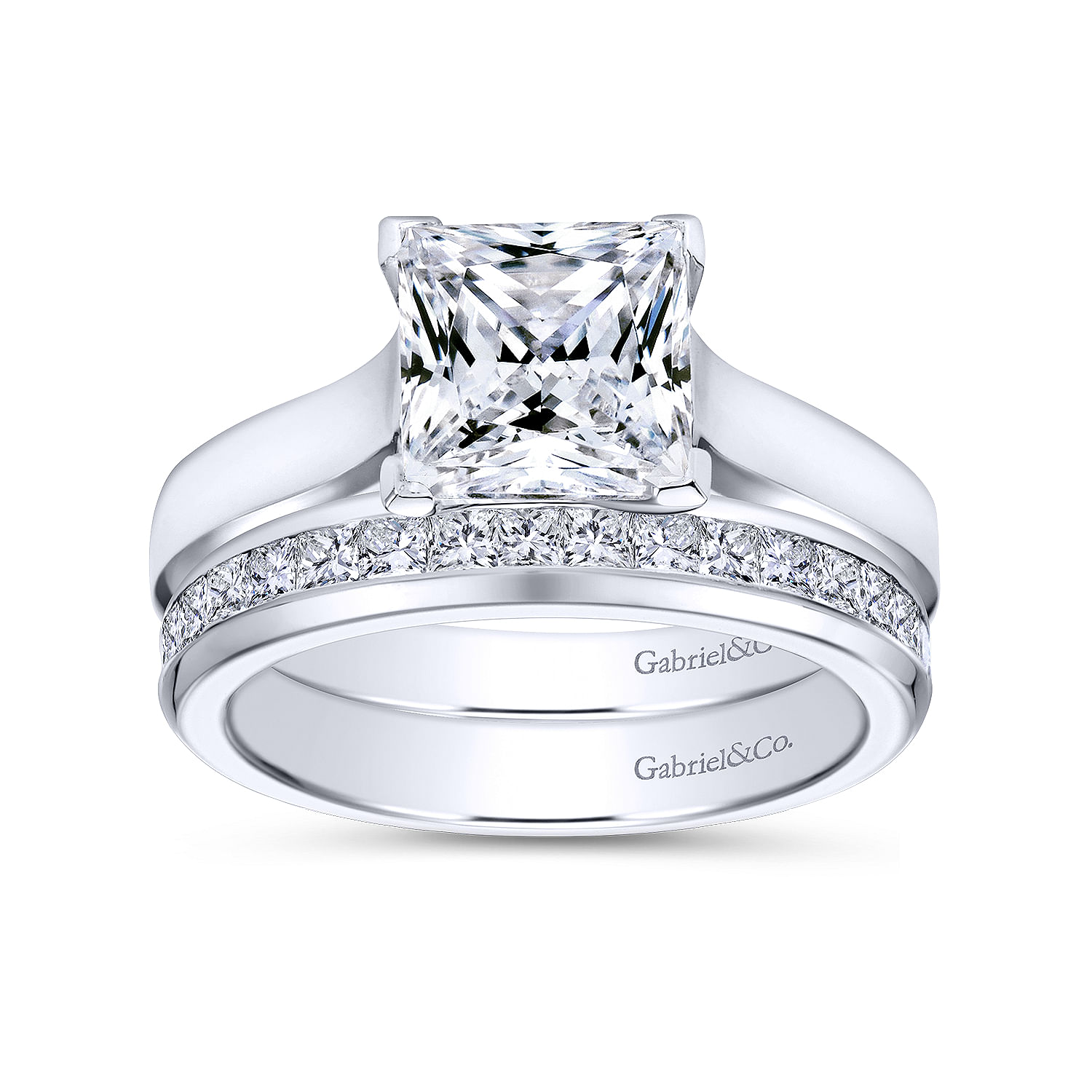 14k White Gold Contemporary Straight Wedding Band angle 4 14k White Gold Contemporary Straight Wedding Band angle 4