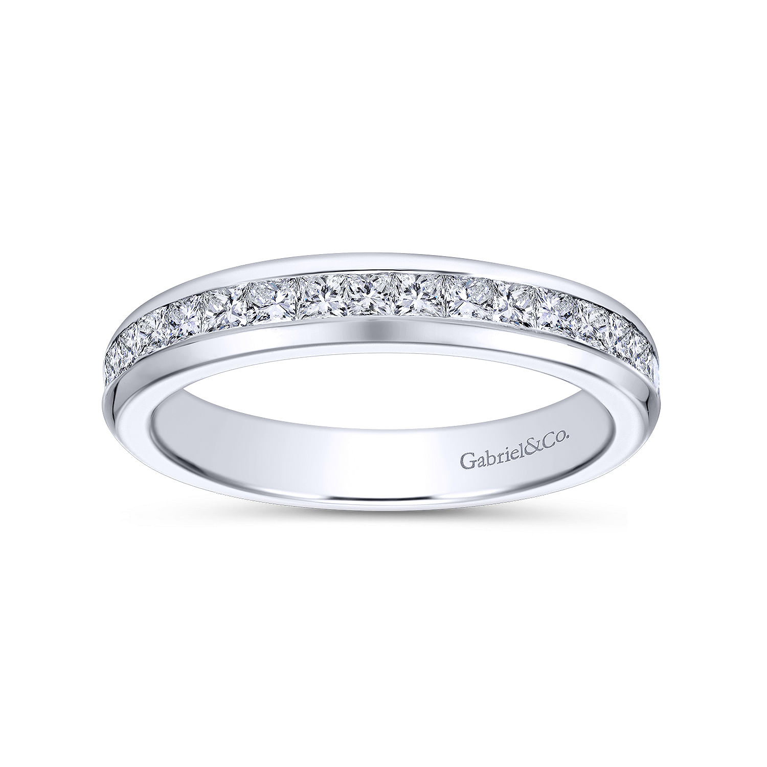 14k White Gold Contemporary Straight Wedding Band angle 5 14k White Gold Contemporary Straight Wedding Band angle 5