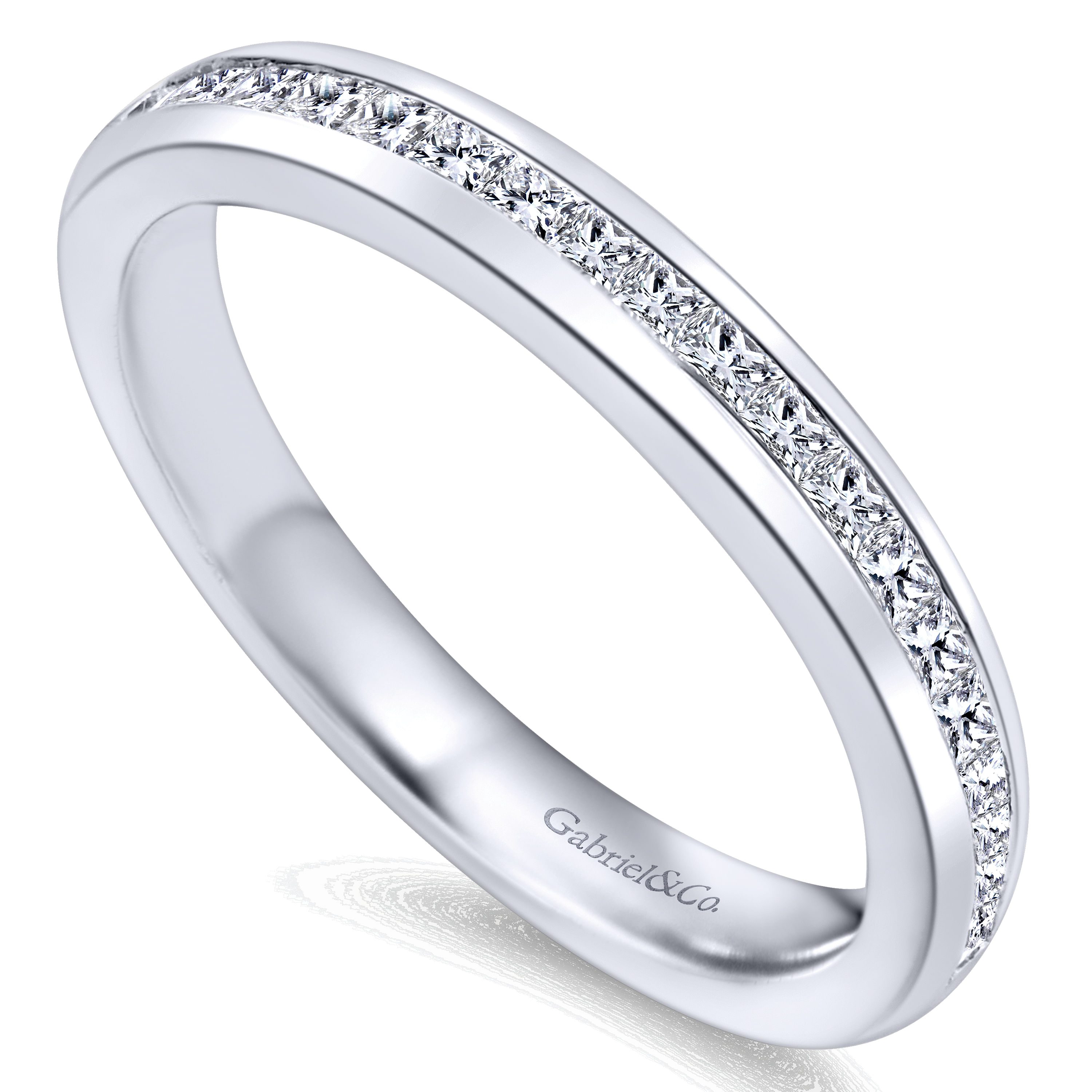 14k White Gold Contemporary Straight Wedding Band angle 3 14k White Gold Contemporary Straight Wedding Band angle 3