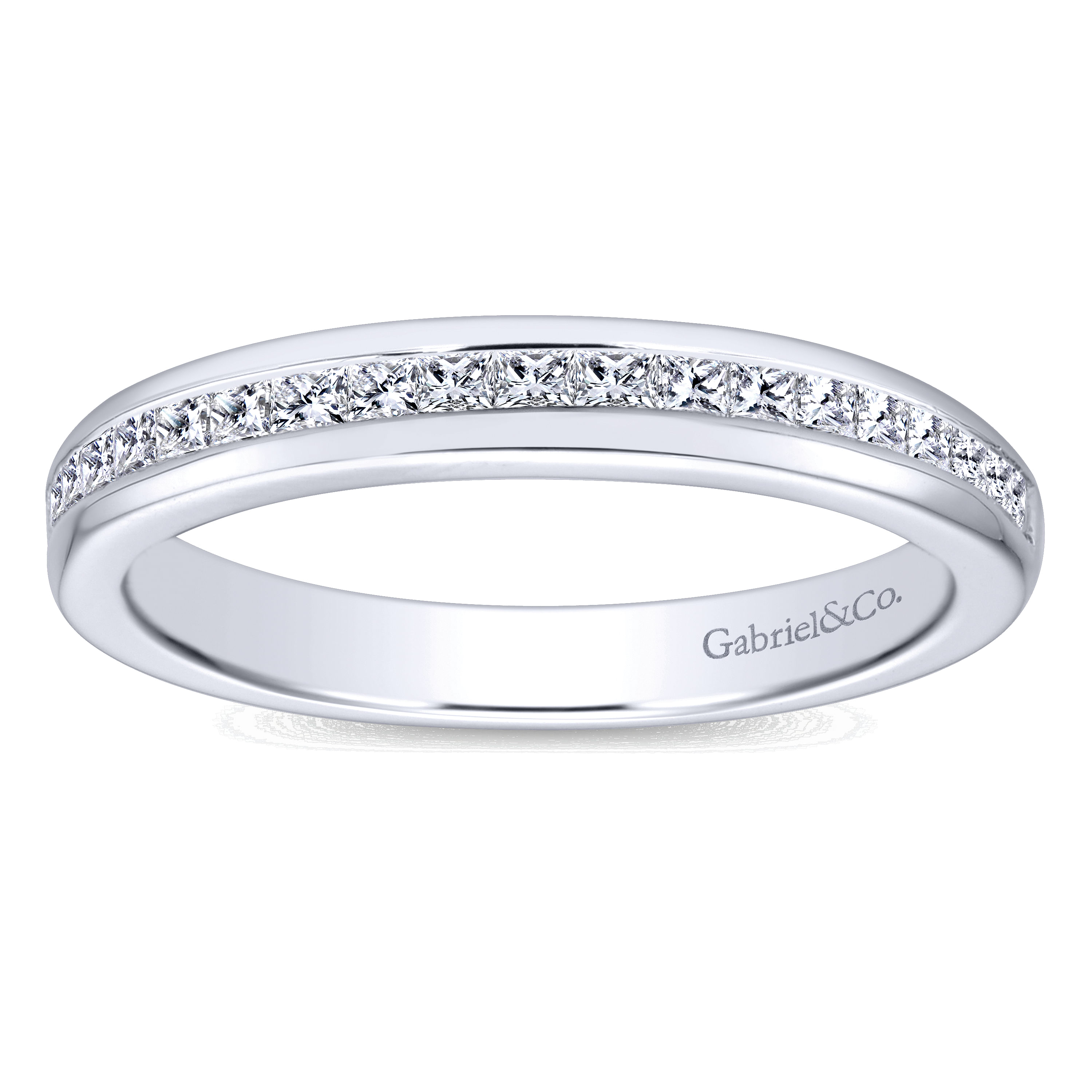 14k White Gold Contemporary Straight Wedding Band angle 5 14k White Gold Contemporary Straight Wedding Band angle 5