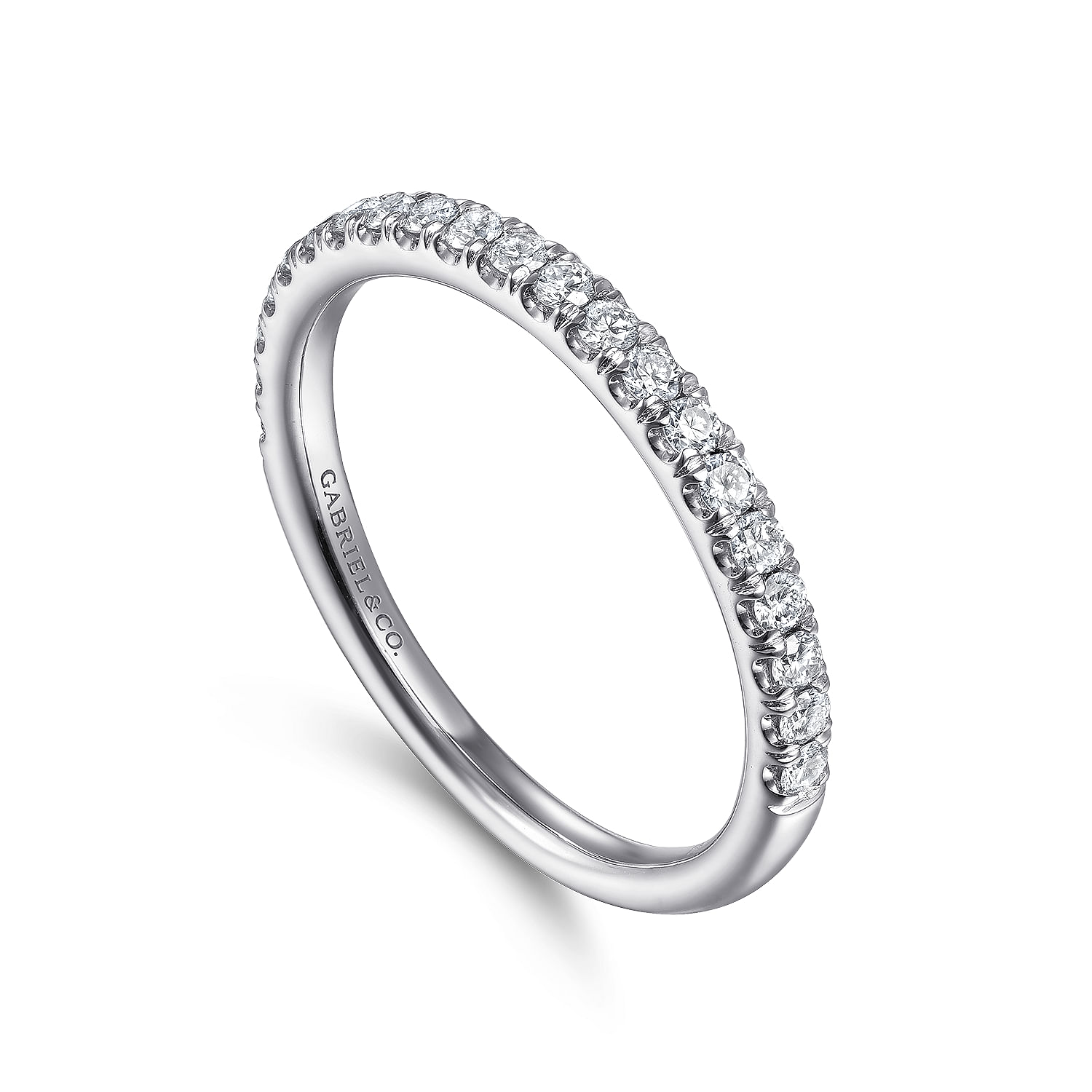 14k White Gold Contemporary Straight Wedding Band angle 3 14k White Gold Contemporary Straight Wedding Band angle 3