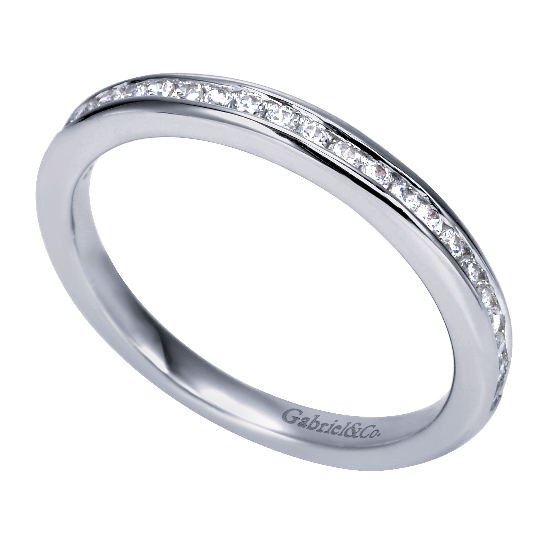 14k White Gold Contemporary Straight Wedding Band angle 3 14k White Gold Contemporary Straight Wedding Band angle 3