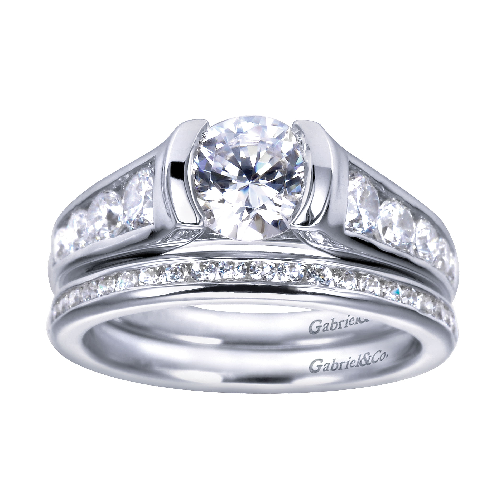 14k White Gold Contemporary Straight Wedding Band angle 4 14k White Gold Contemporary Straight Wedding Band angle 4