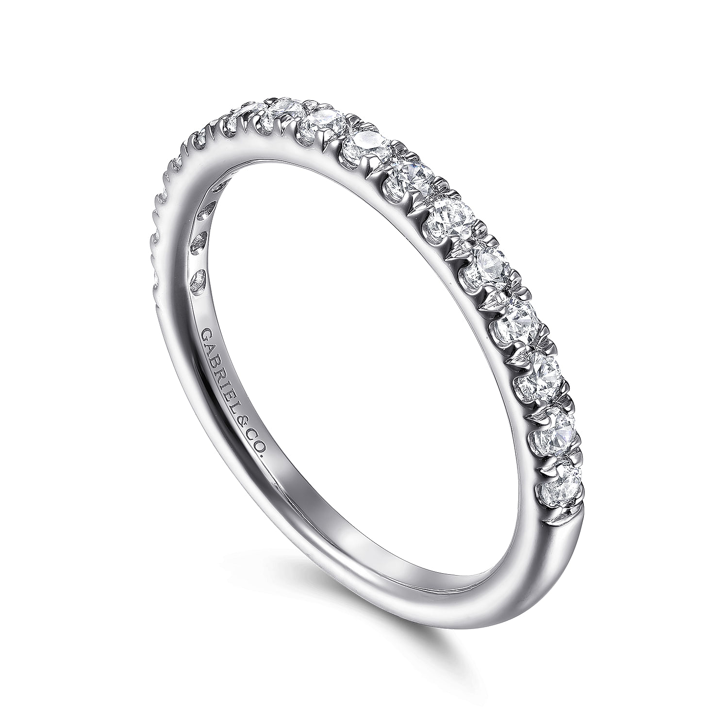 14k White Gold Contemporary Straight Wedding Band angle 3 14k White Gold Contemporary Straight Wedding Band angle 3