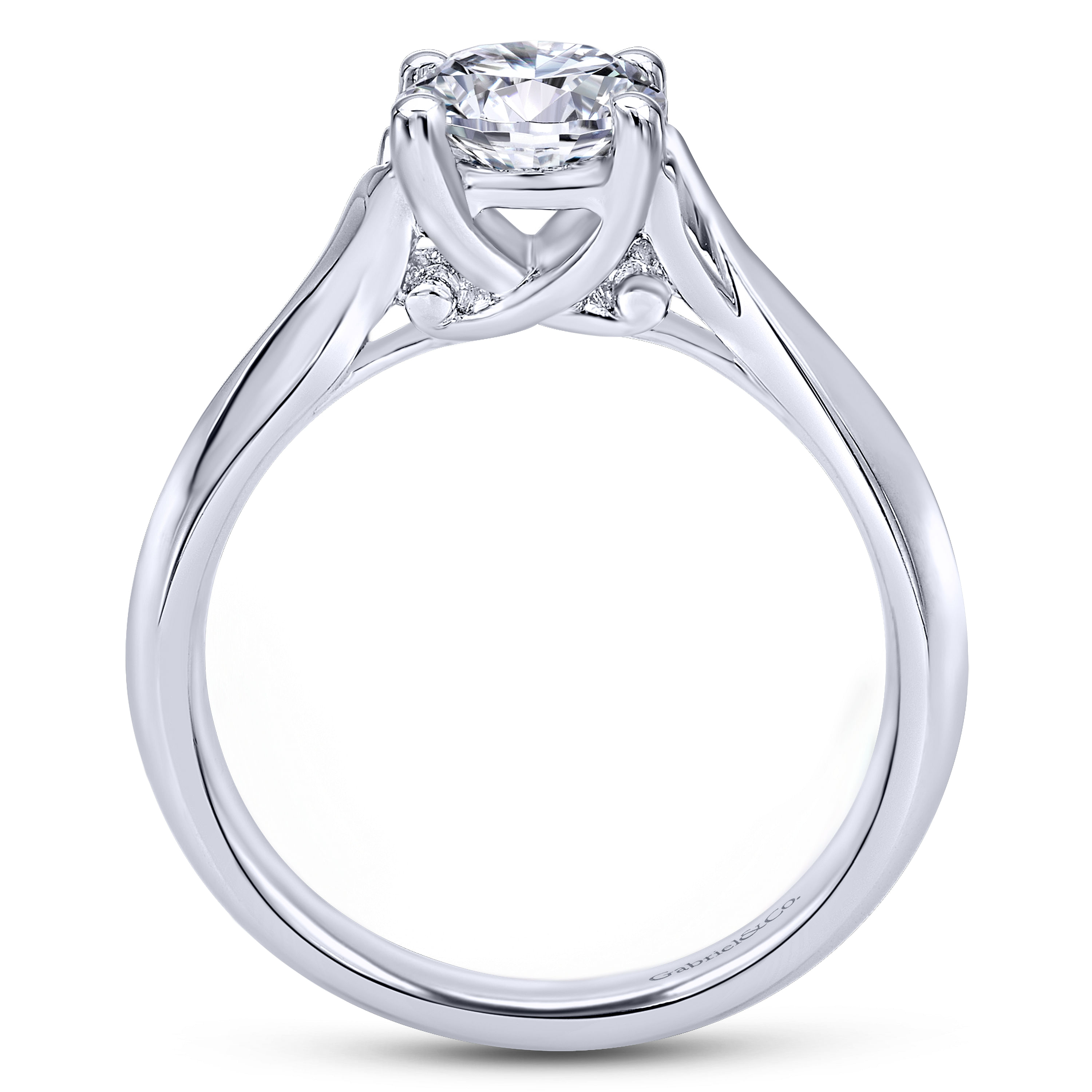 14k White Gold Criss Cross Engagement Ring angle 2 14k White Gold Criss Cross Engagement Ring angle 2