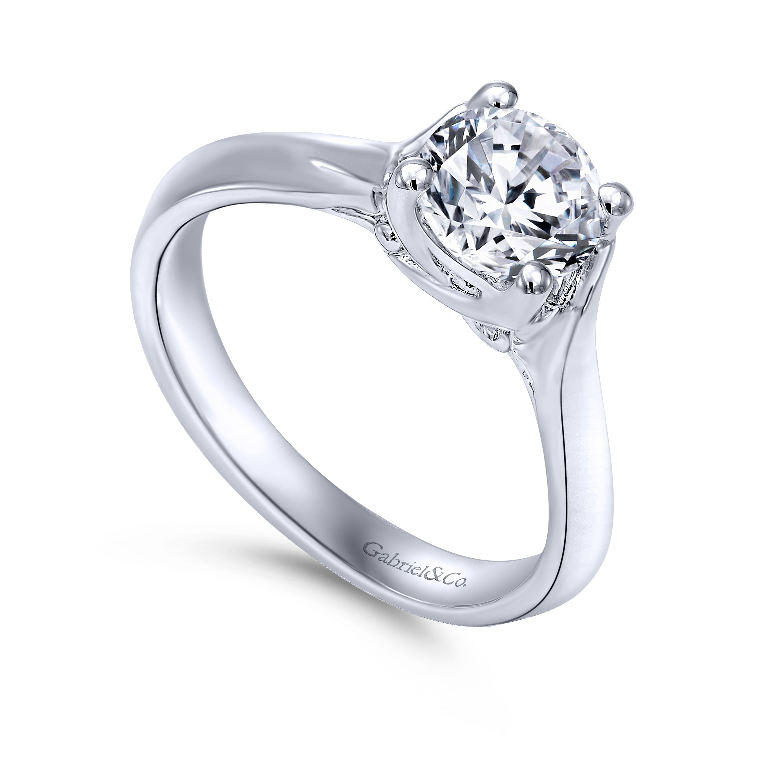 14k White Gold Criss Cross Engagement Ring angle 3 14k White Gold Criss Cross Engagement Ring angle 3