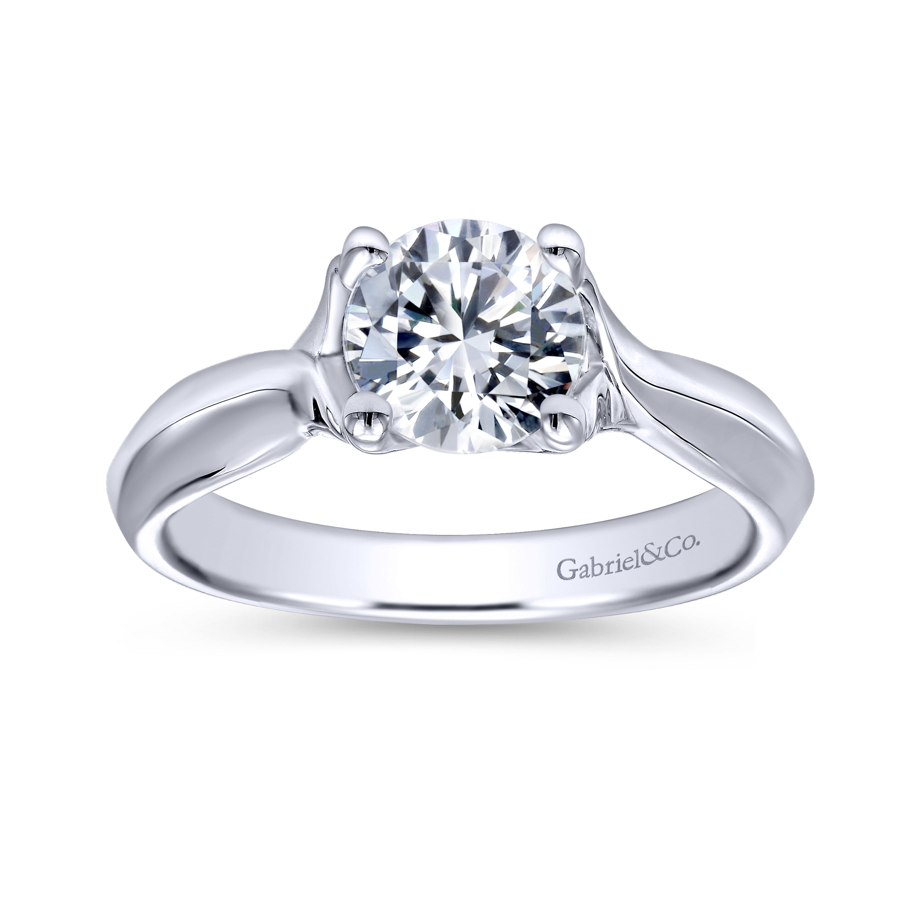 14k White Gold Criss Cross Engagement Ring angle 5 14k White Gold Criss Cross Engagement Ring angle 5