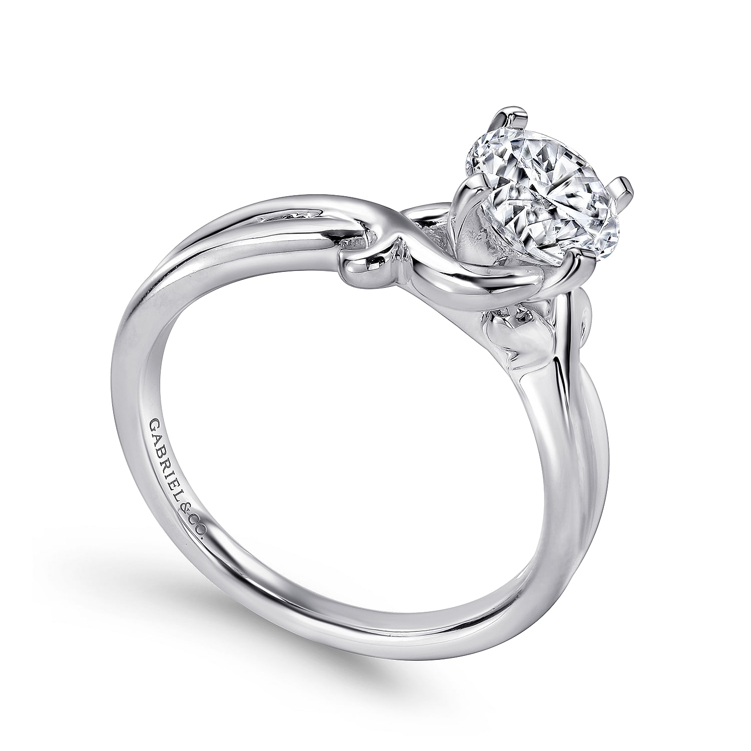 14k White Gold Criss Cross Engagement Ring angle 3 14k White Gold Criss Cross Engagement Ring angle 3