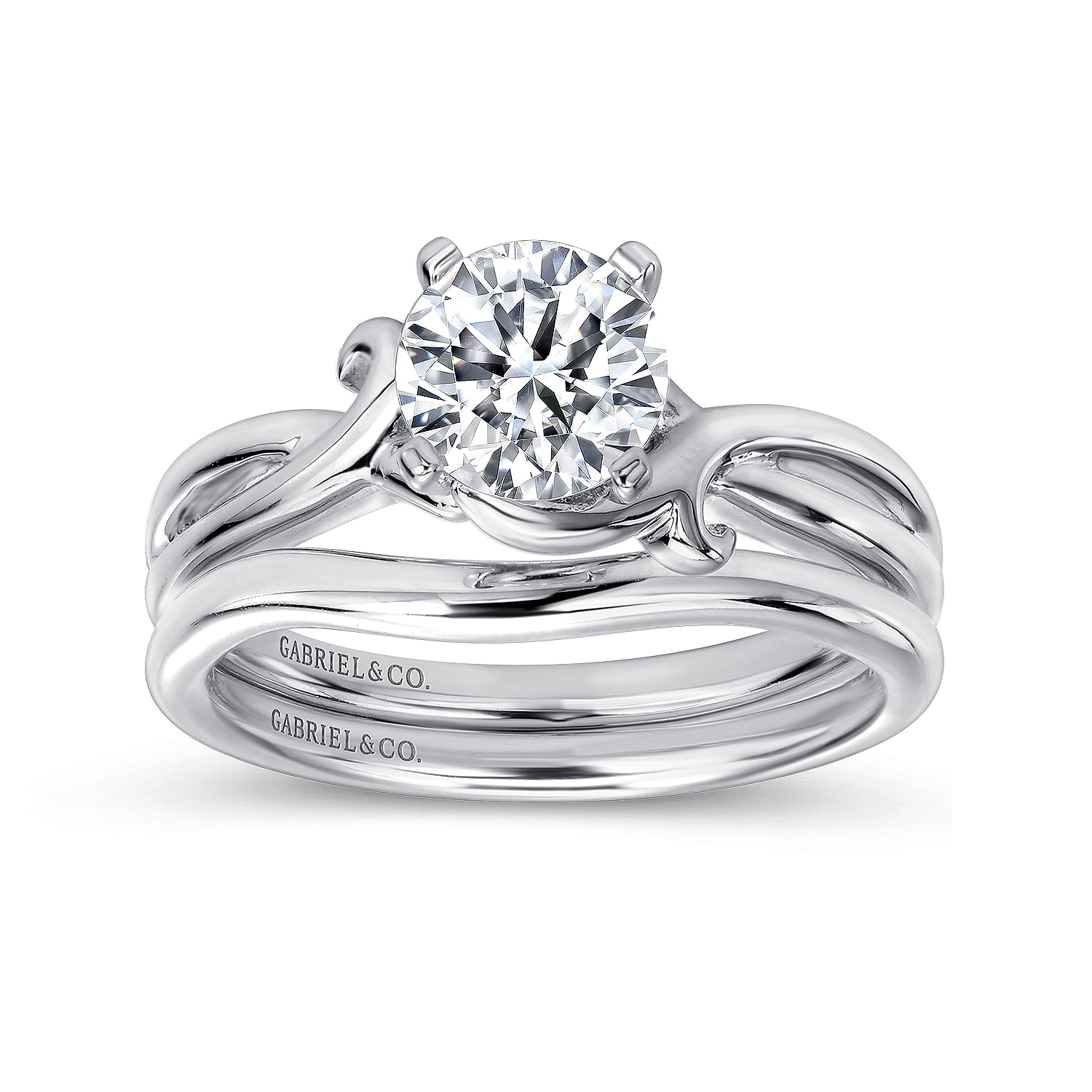 14k White Gold Criss Cross Engagement Ring angle 4 14k White Gold Criss Cross Engagement Ring angle 4