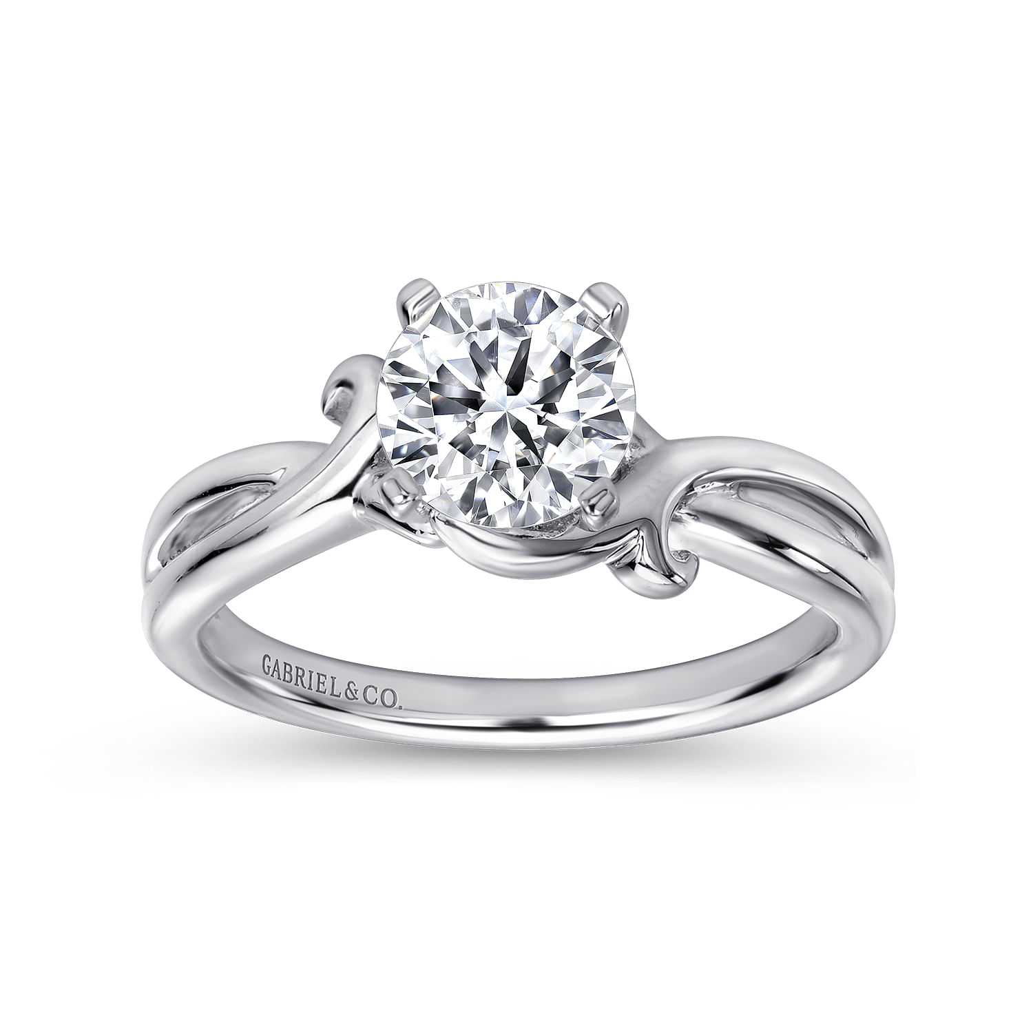 14k White Gold Criss Cross Engagement Ring angle 5 14k White Gold Criss Cross Engagement Ring angle 5